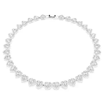 Ariana Grande x Swarovski Tennis necklace, Mixed cuts, Heart, White, Rhodium plated - Image 1