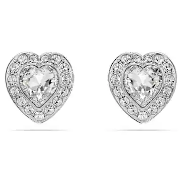Ariana Grande x Swarovski stud earrings, Mixed cuts, Heart, White, Rhodium plated - Image 1