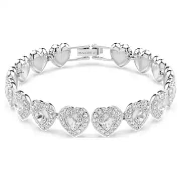 Ariana Grande x Swarovski Tennis bracelet, Mixed cuts, Heart, White, Rhodium plated - Image 1