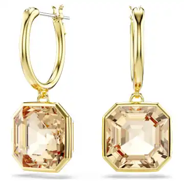 Millenia drop earrings, Square cut, Caramel, Gold-tone plated - Image 1