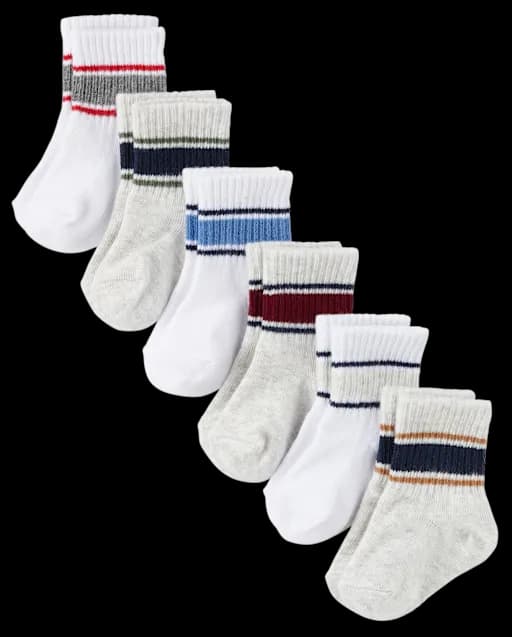 Baby Boys Striped Midi Socks 6-Pack - Multi - Image 1