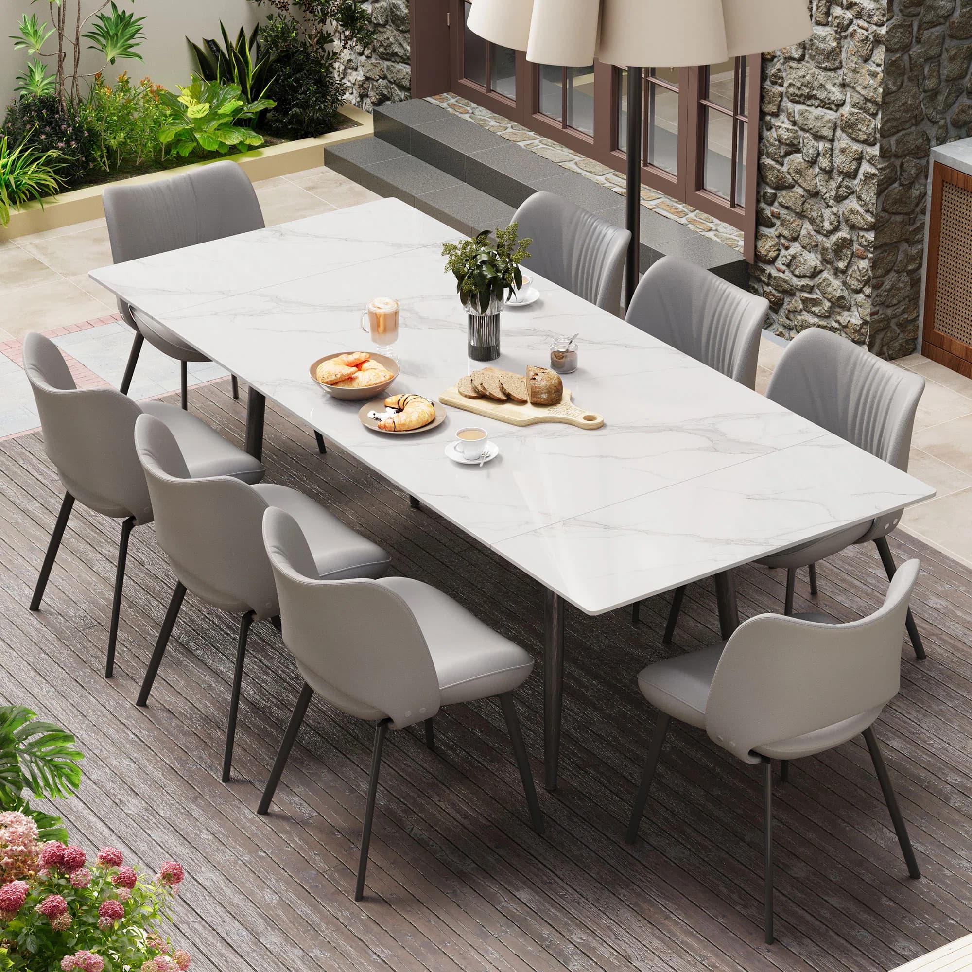 Ivy Bronx Relja 62.9" To 94.4" Expandable White Sintered Stone Dining Table & Reviews | Wayfair - Image 1