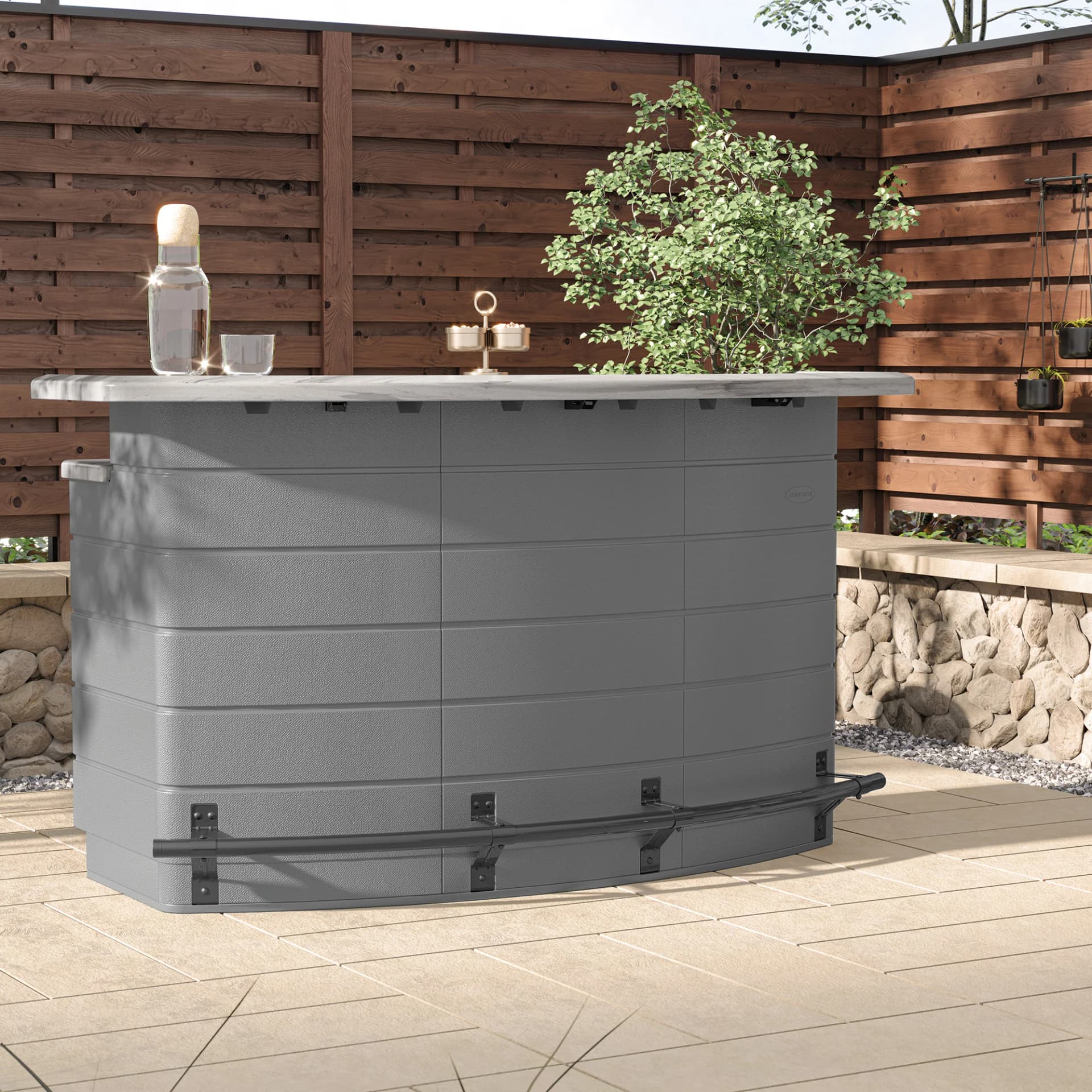 Suncast Backyard Oasis Water Resistant Entertainment Bar with Pull-Out Drawers and Shelving Space & Reviews | Wayfair - Image 1