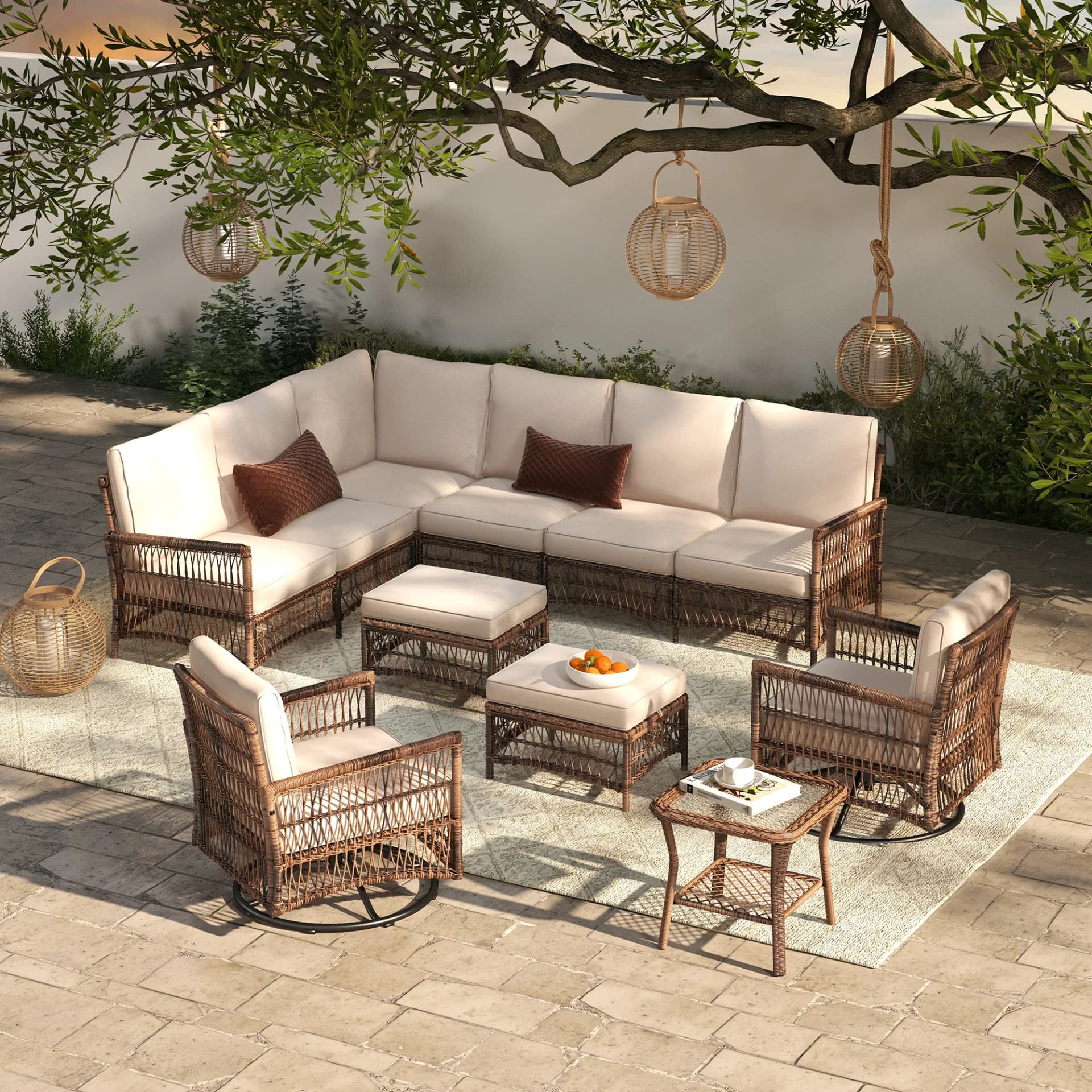 Corringham Premium All-Weather Wicker 8 - Person Modular Patio Conversation Sets with Cushions - Image 1