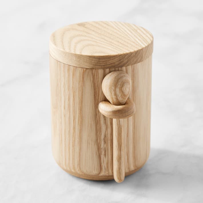 Hold Everything Ashwood Salt Cellar with Spoon - Image 1
