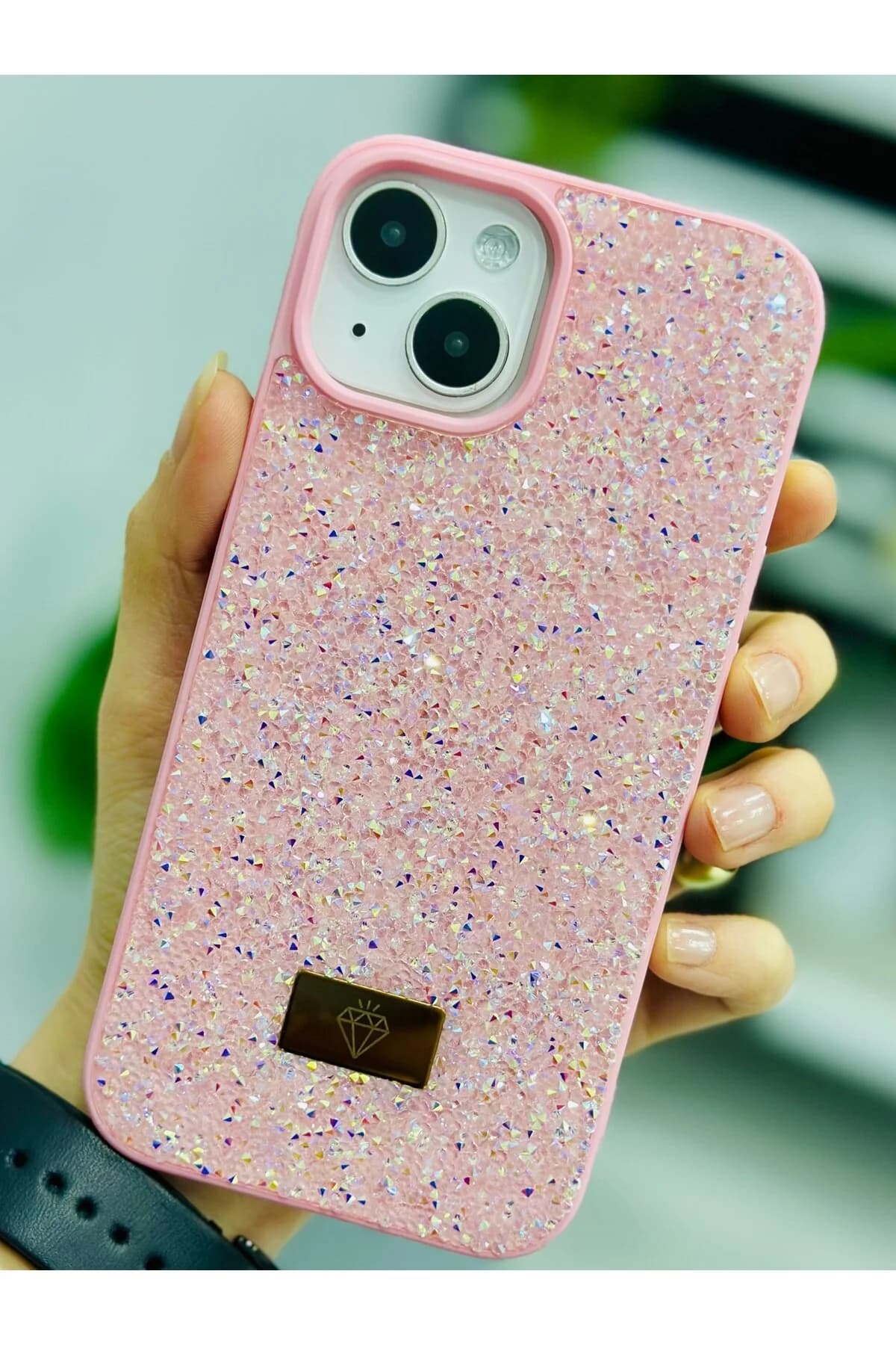Go Aksesuar Iphone 13 - 14 ve 15 Uyumlu ELMAS Tasarımlı Taşlı Işıltılı Parlak Pırlanta Silikon Kılıf - Image 1