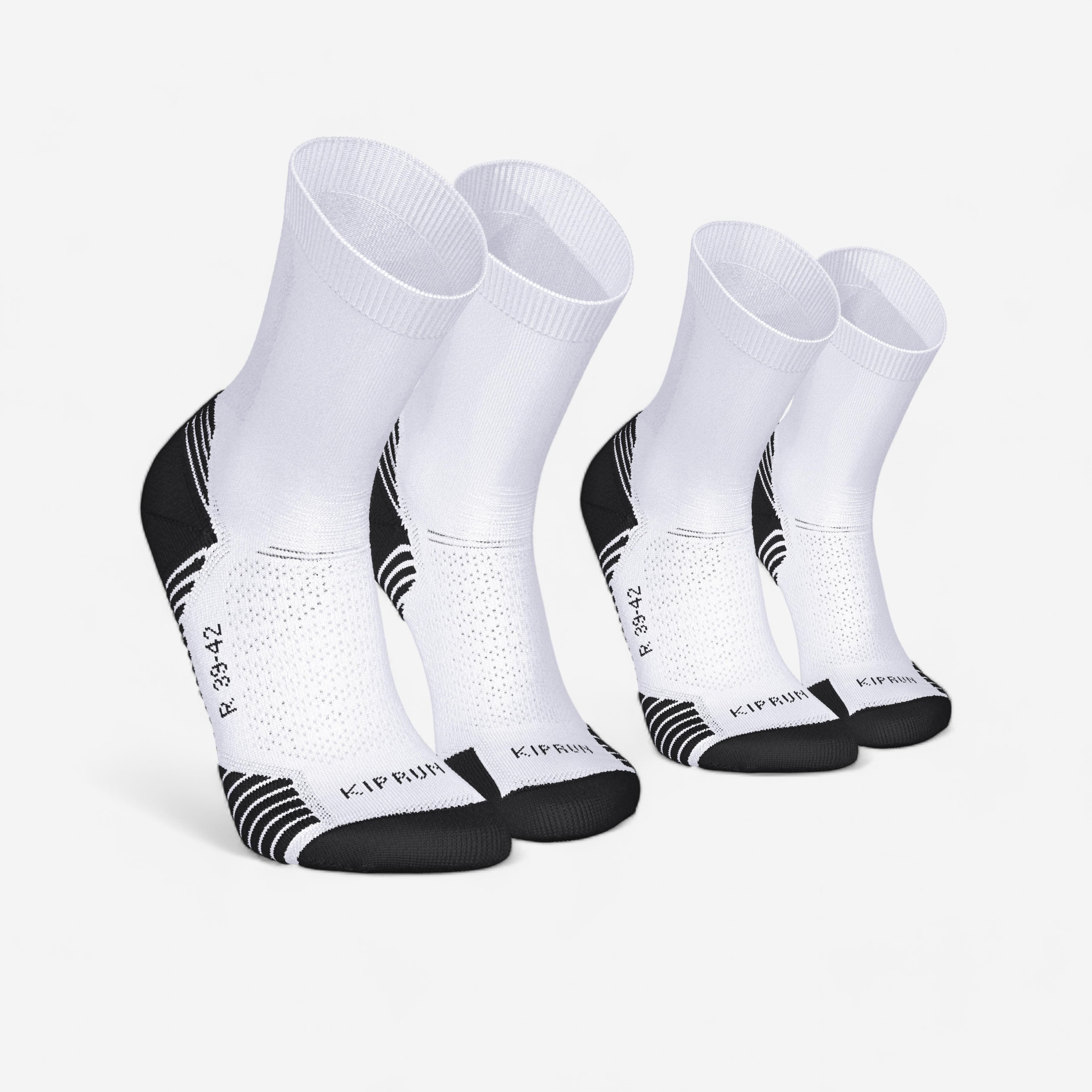 Lot de 2 paires de chaussettes de running run500 epaisses mi-mollet - Image 1