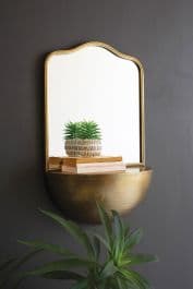 Antique Brass Mirror with Shelf
