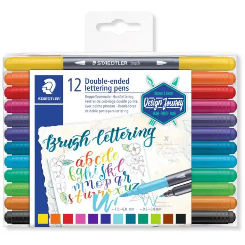 Μαρκαδόροι Staedtler Fibre Tip Pen Brush 2 Tips (12 Τεμάχια) - Image 1