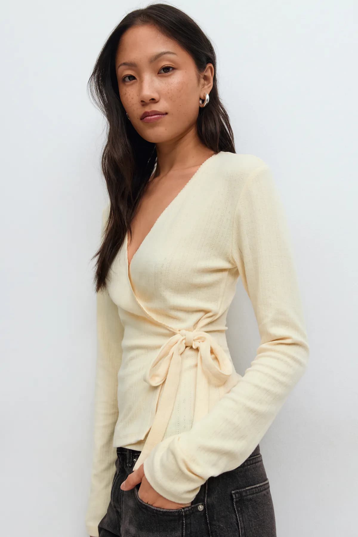 Pointelle wrap top - Image 1