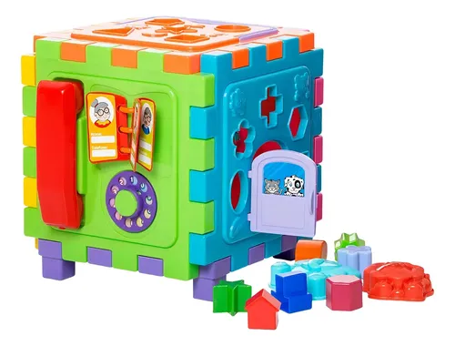 Cubo Didático Grande Com Peças De Encaixe Colorido Mercotoys - Image 1