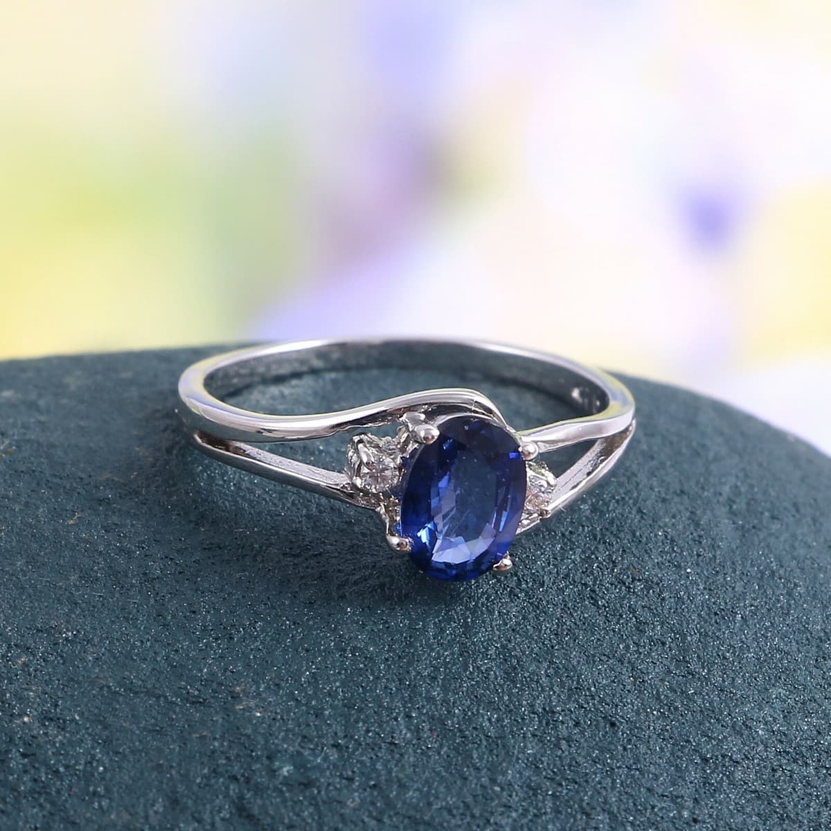 Natural Blue Sapphire Ring Stacking Dainty 925 Sterling Silver Statement Simple - Image 1