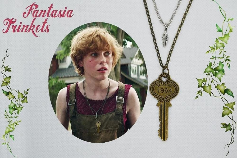 Beverly Marsh Double Layer Key and Feather Charm Necklace Replica - Stephen's King "It" - Image 1