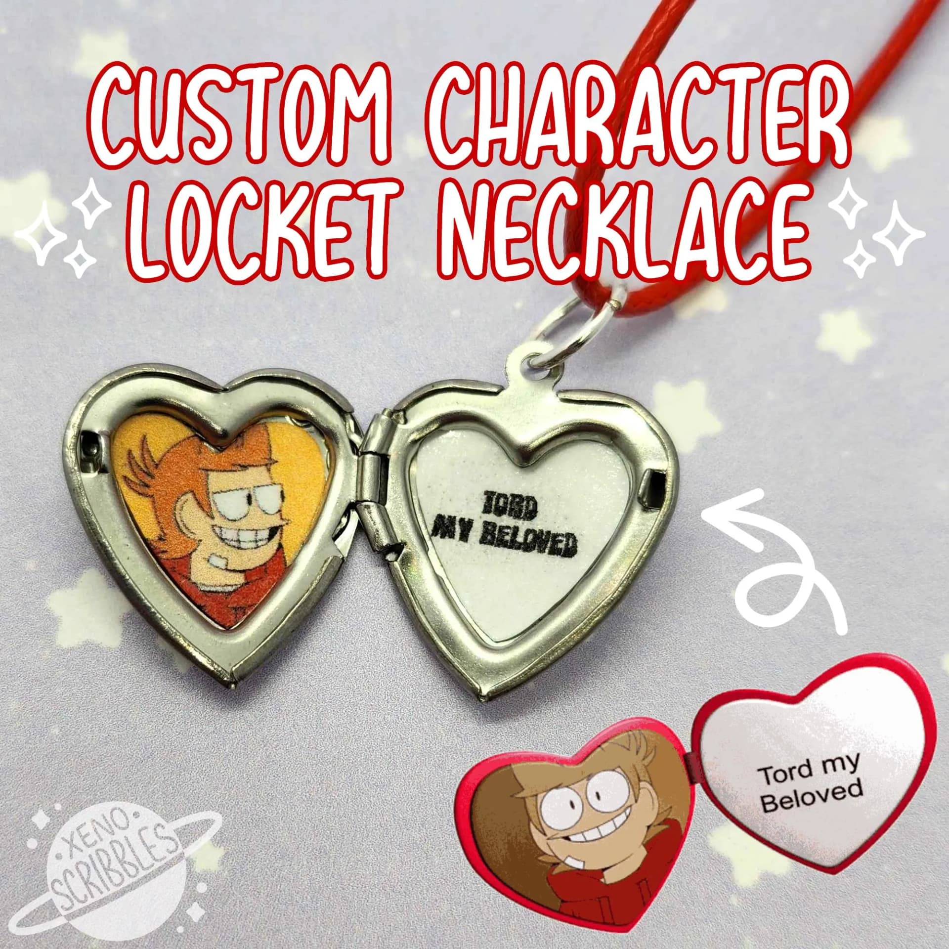 Comfort Character / Fandom / Yume "_ My Beloved" Custom Clasping Heart Image / Text Locket Necklaces - Image 1