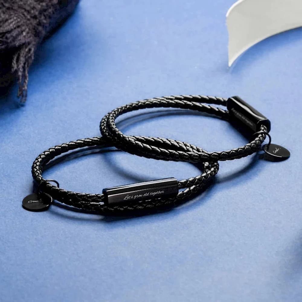PERIMADE Custom Engraving Bracelet • Personalized Friendship Jewelry • Handmade Braided Rope Bracelet • Couple Bracelet • Matching Bracelet - Image 1
