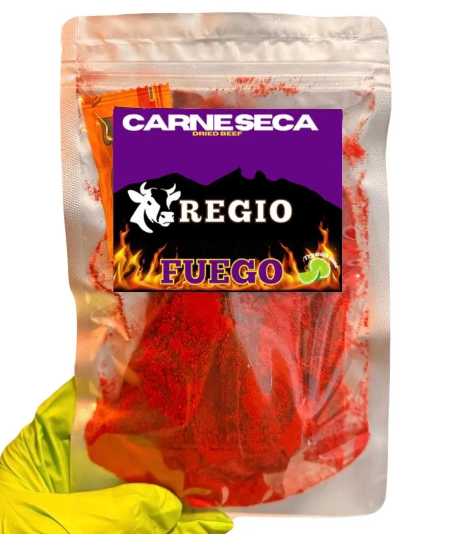 Carne Seca 2.4 oz mexicana dried beef / thin / Fuego flavor / powder on top Mexican snack - Image 1