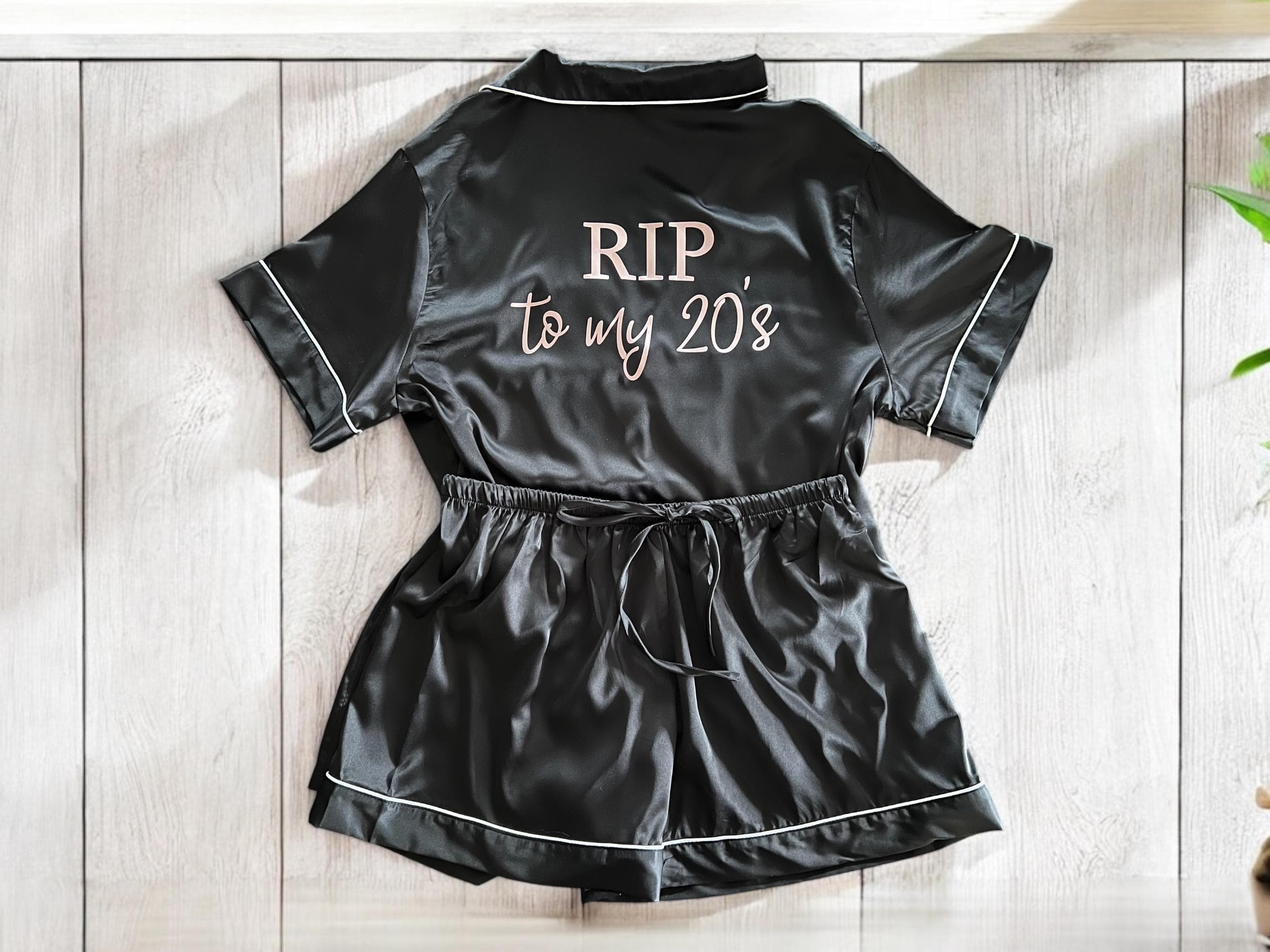 30th Birthday Silky Satin Pajama Set, Dirty Thirty, Funeral for my Youth Jammies, Rip to my 20's, Glamorous 30th Bday Gift,Fabulous 40 50 60 - Image 1