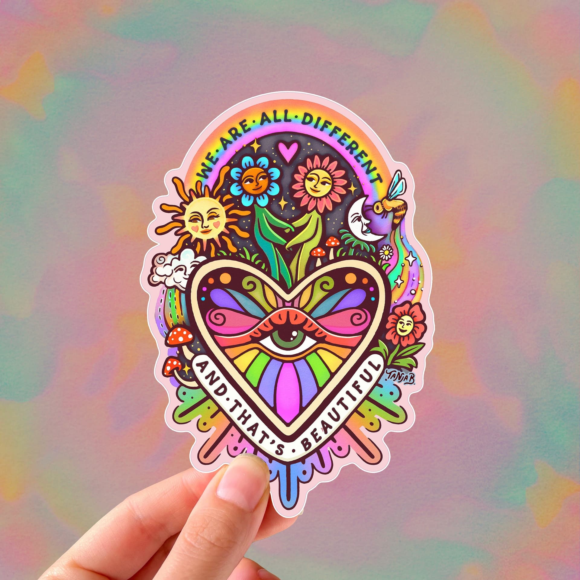 DIFFERENCE IS BEAUTIFUL // Weatherproof Outdoor and Laptop Sticker // Vinyl 4" - Pride, Ally, lgbtq+, Love, Diversity - Image 1