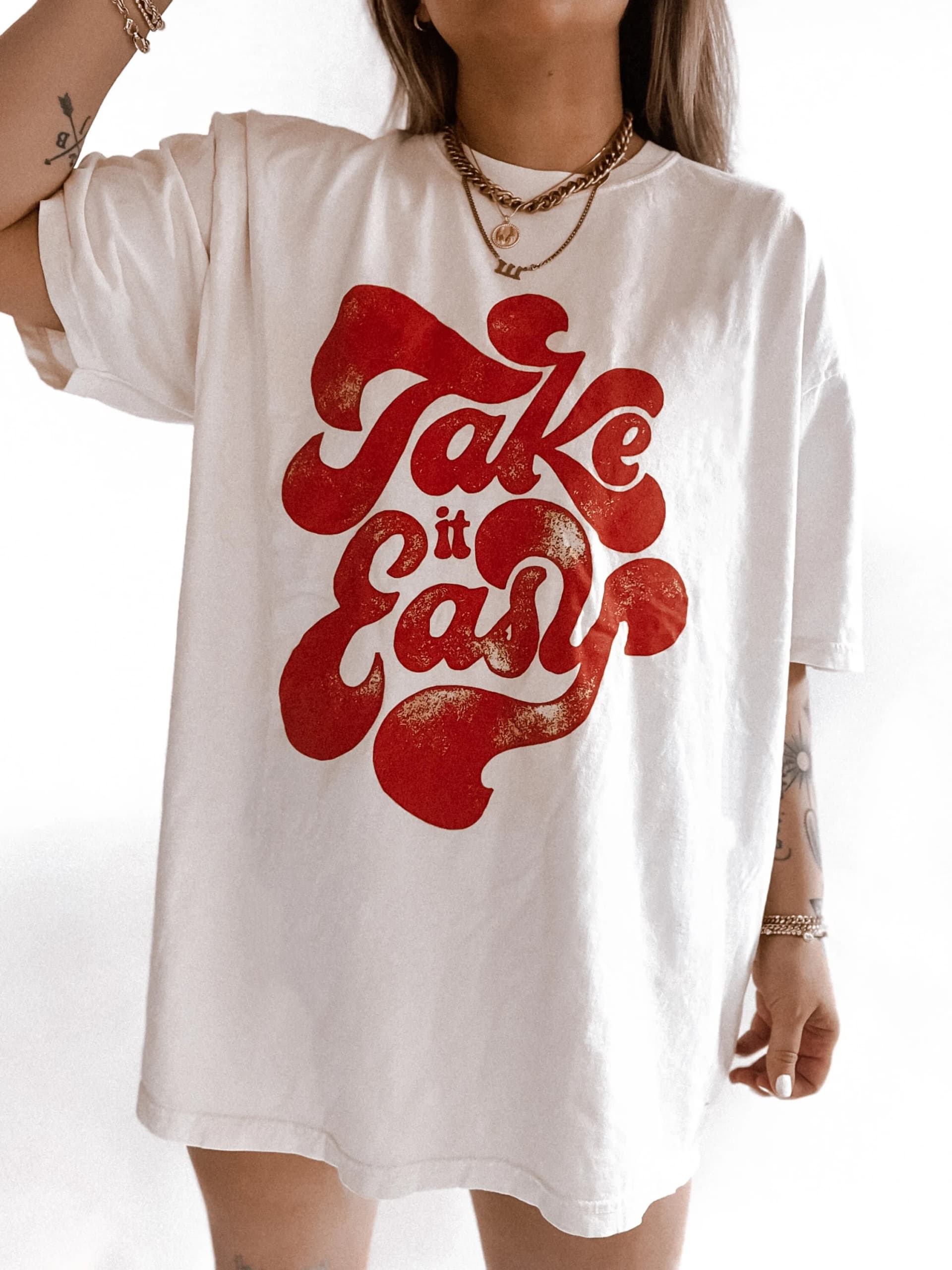 Take it Easy Bohemian Retro Vintage Comfort Colors Graphic Tee | Retro Graphic Tee | Grunge Hippie Boho Graphic Tee - Image 1