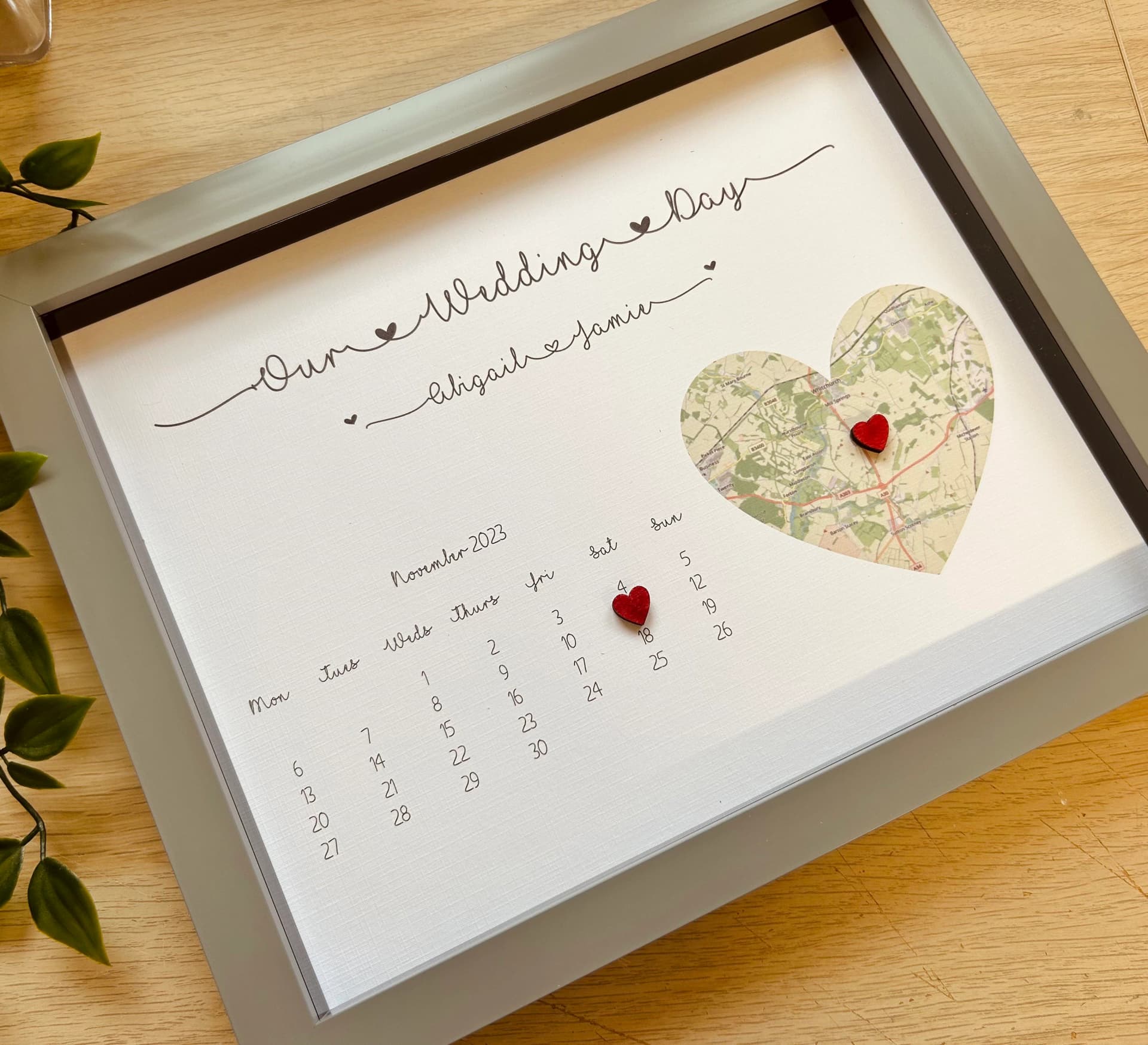 Framed Wedding Map Gift, Personalised Wedding Frame, Wedding Date Gift, Wedding Gifts, Couple Gift, Wedding Location Gift, Wedding Gift, - Image 1