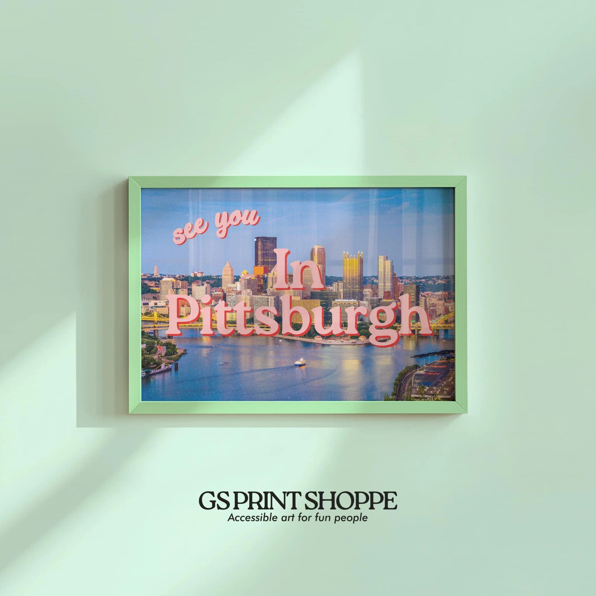 Digital Art Prints, See you in Pittsburgh, Retro photo Prints, Retro Photo Art Print, Pittsburgh poster, pittsburgh postcard, pitt poster - Image 1