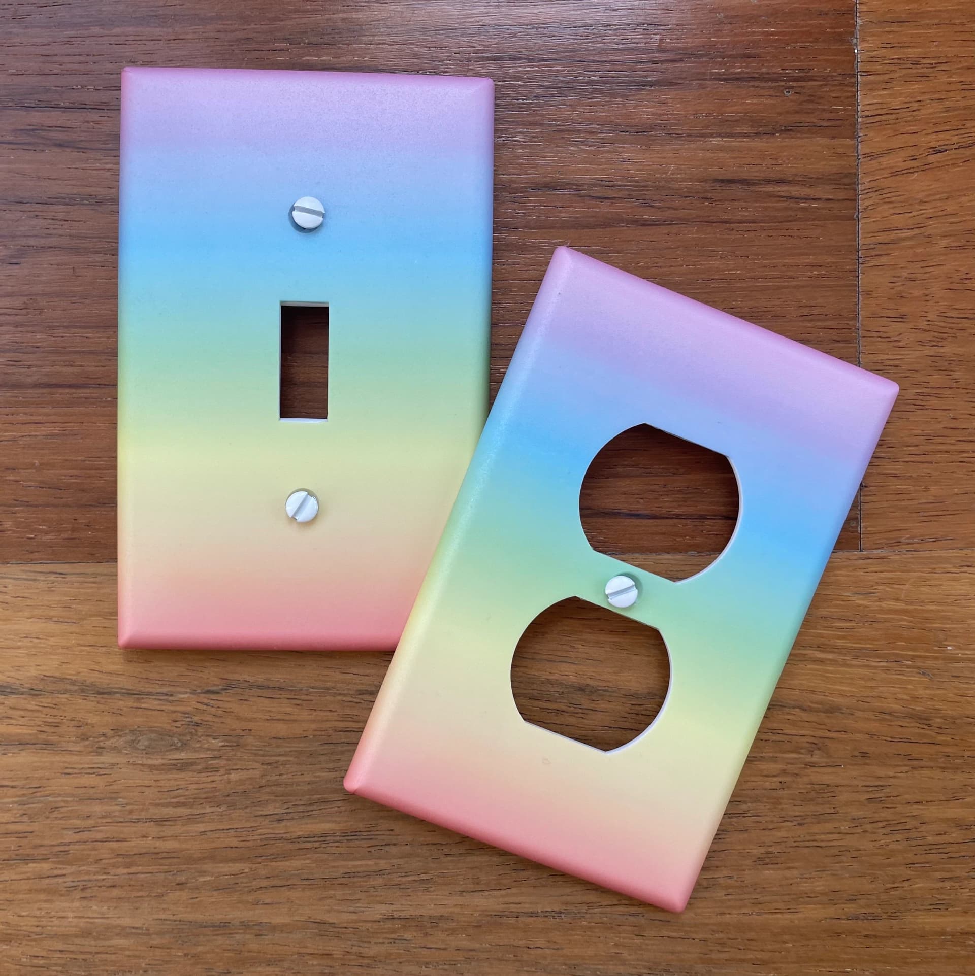 Rainbow Pastel light switch plate cover // blue green yellow purple orange red colors // FAST SHIP! - Image 1