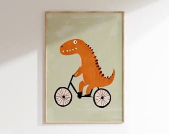 Dinosaur on scooter - Etsy UK - Image 1
