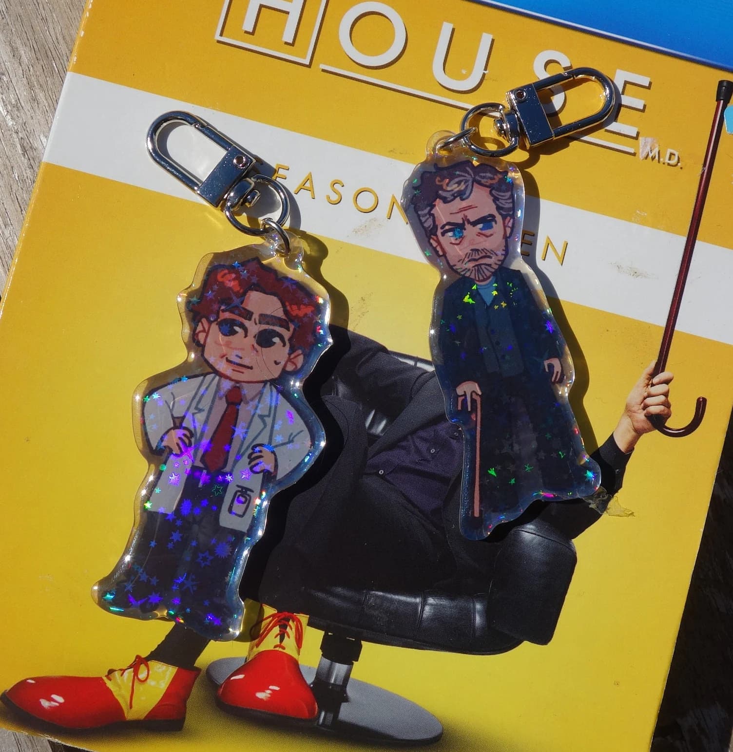 3 inch House MD Greg House James Wilson Holographic Acrylic Charm Keychains - Image 1