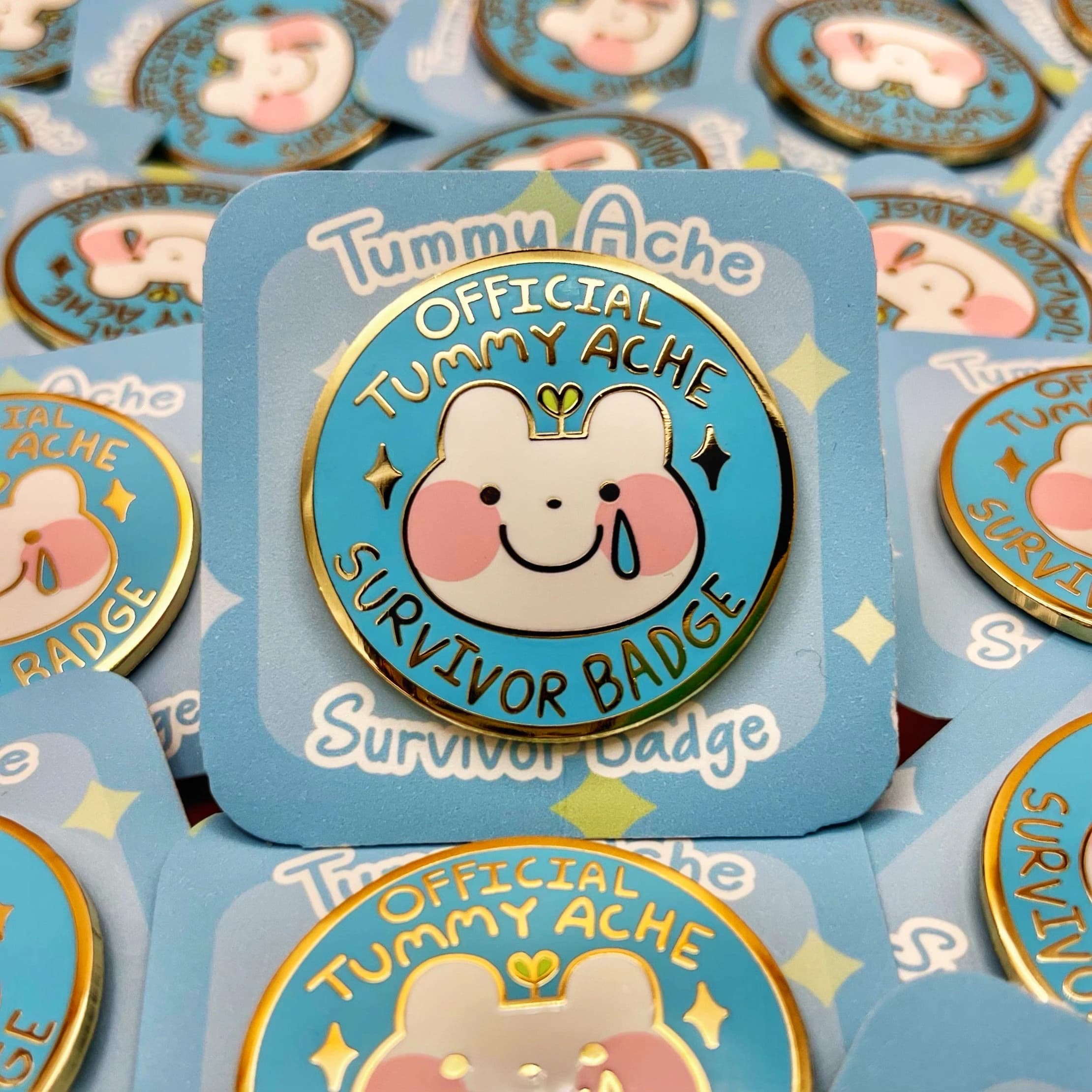 OFFICIAL Tummy Ache Survivor Badge | Funny & Cute Enamel Pin | Lapel Pin | Party Gift | Gift Pin Idea | IBS Funny Gift | Meme Enamel Pin - Image 1