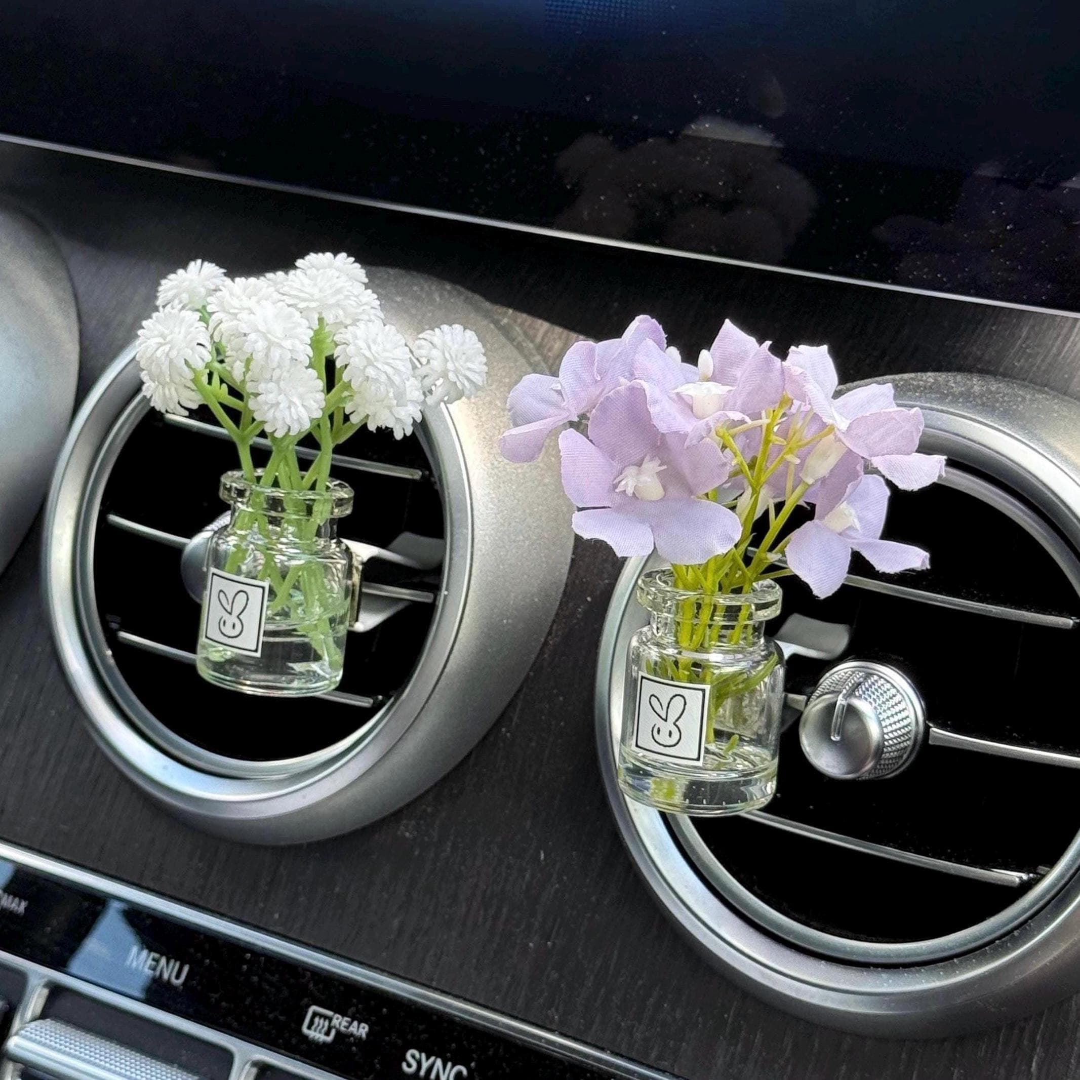 Flower Car Diffuser with Essential Oil • Car Accessories • Car Air Freshener • Car Essential Oil Diffuser • Gift for Her • Flowers Vent Clip - Image 1