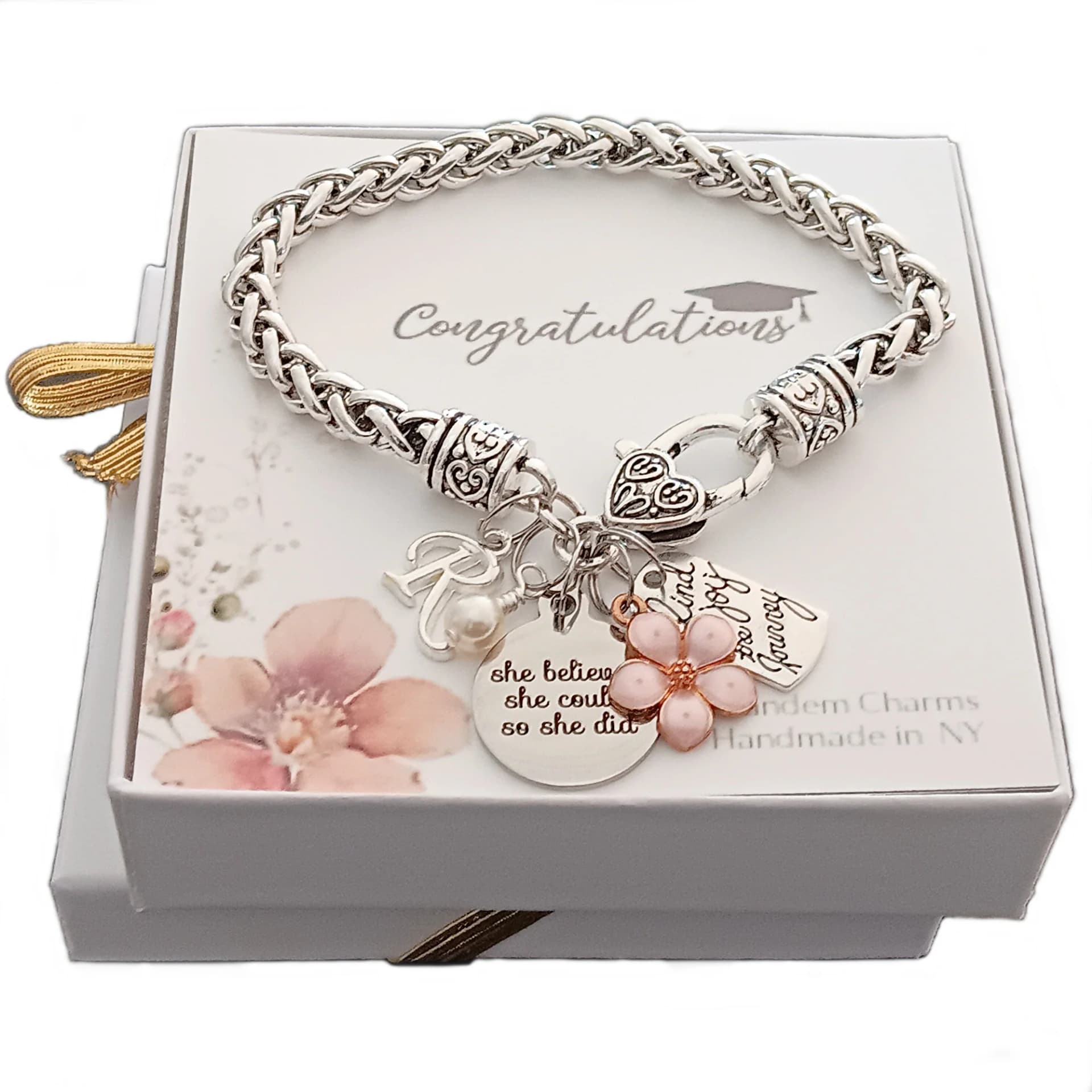 Graduation Gift for Her, Graduation Bracelet, Personalized Graduation Gifts, Daughter Graduation Gift, Graduation Jewelry - Image 1