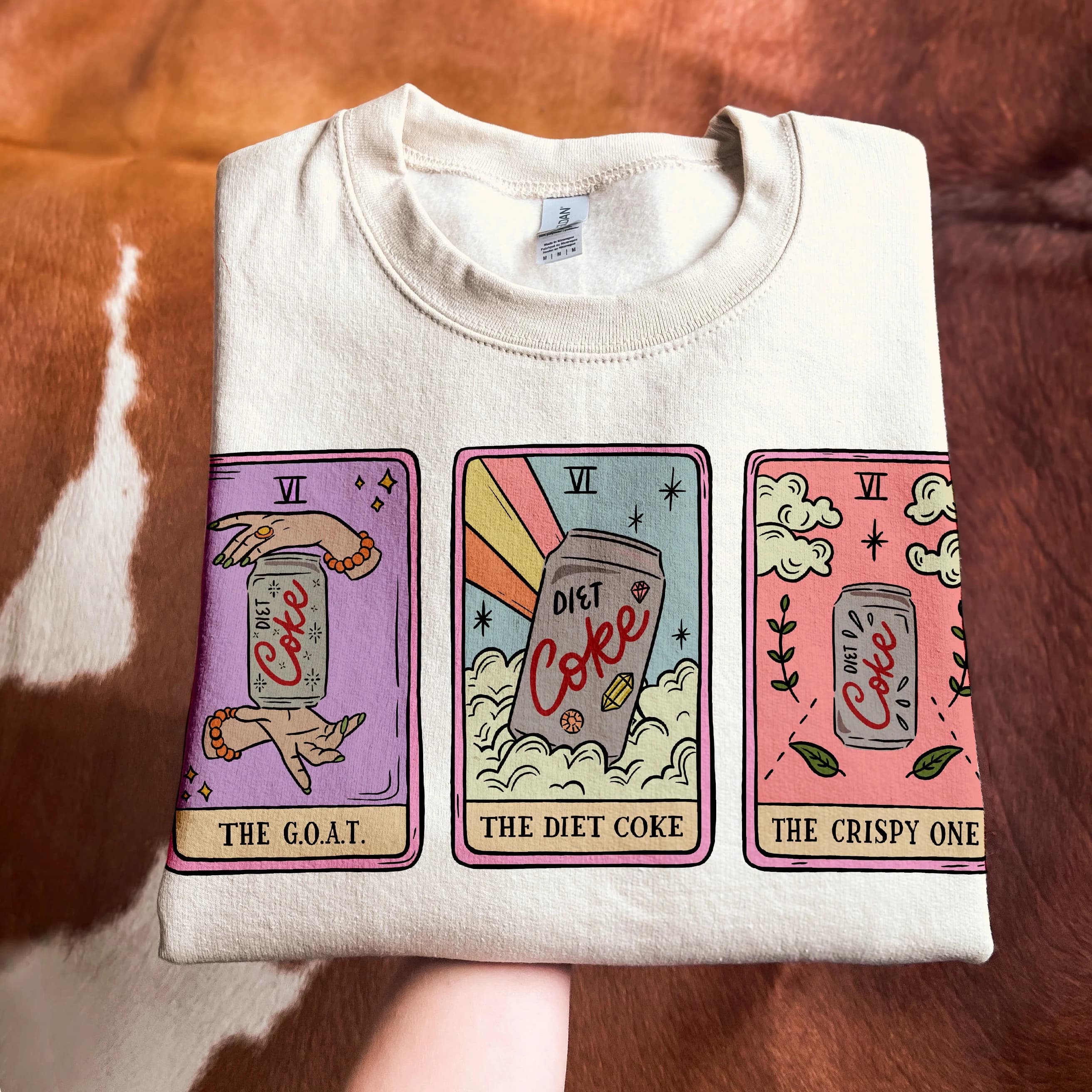 Diet Coke Crewneck - Handmade Sweatshirt | Crispy Diet Coke Girly | Diet Coke Gift | Tarot Card Shirt - Image 1