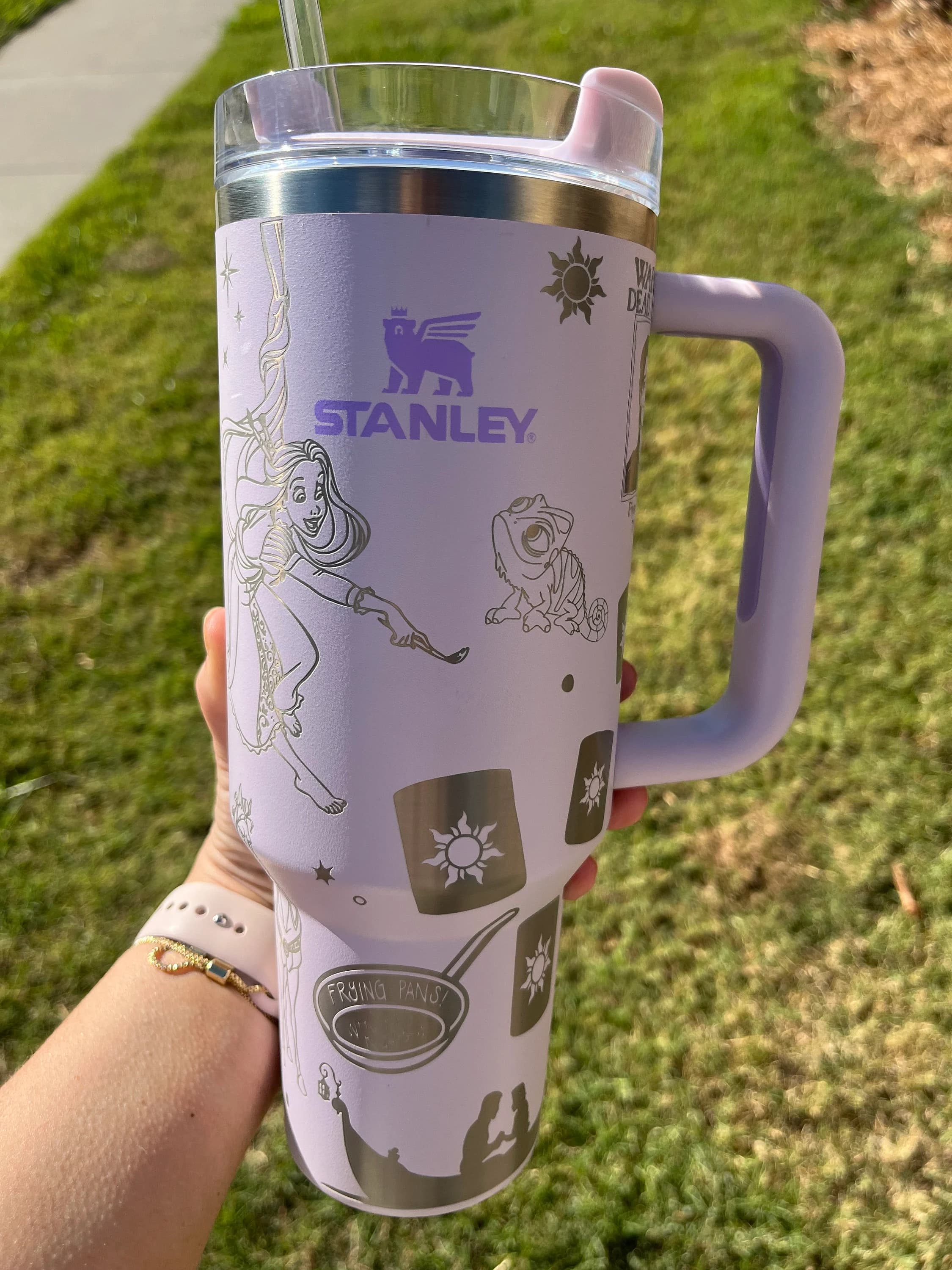 40oz Tangled inspired Tumbler with Handle & Straw, Gift For Him, Gift For Her, Personalized Gifts, Bridesmaid Tumbler, 40oz tumbler cup - Image 1