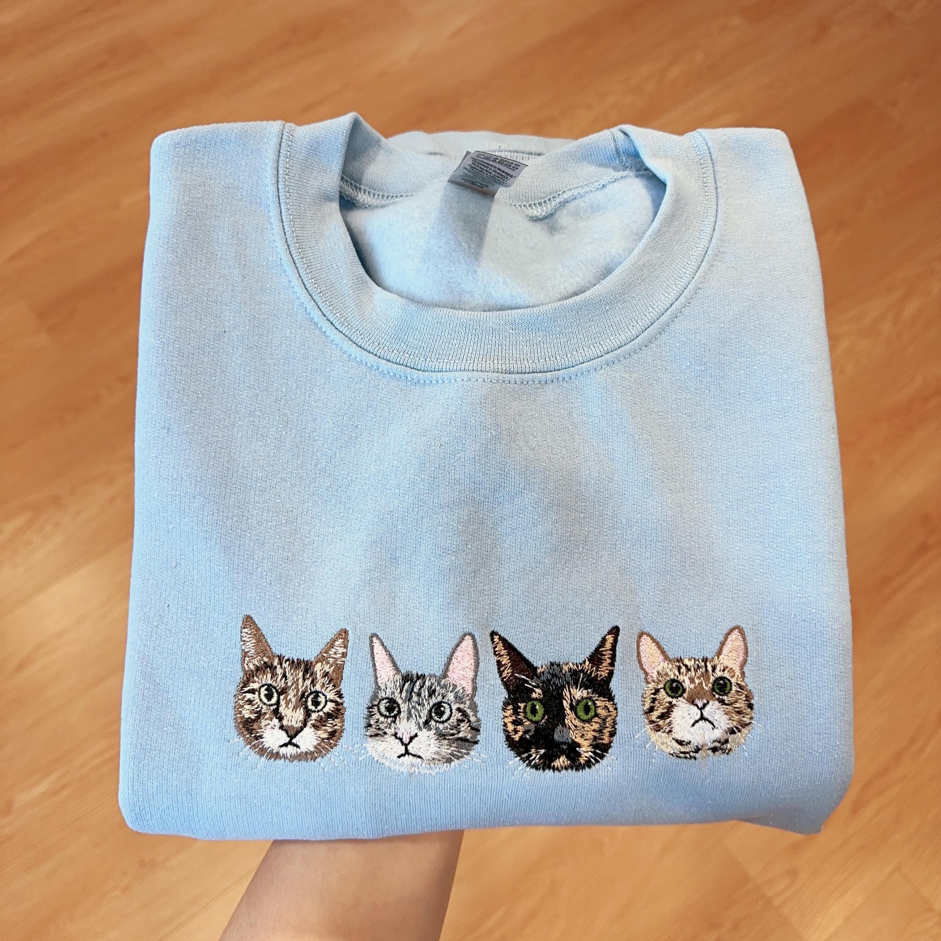 Custom Embroidered Pet Sweatshirt from Your Photo, Personalized Pet Face with Pet Name Hoodie, Custom Embroidery Pet Lover Crewneck Hoodie - Image 1