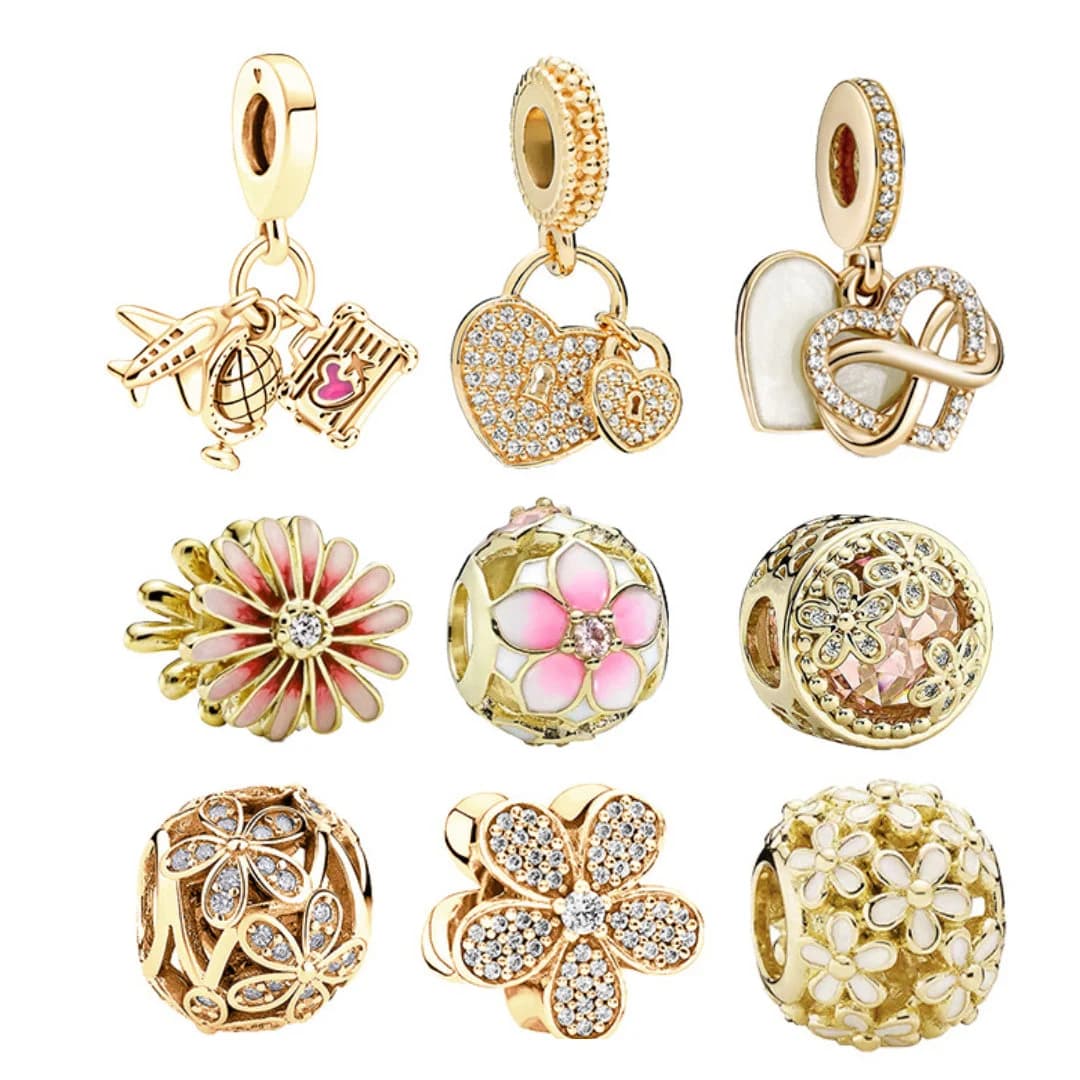 Gold Plated Cubic Zirconia Charms fits Pandora Bracelet BUY 3 GET 65% OFF - Image 1