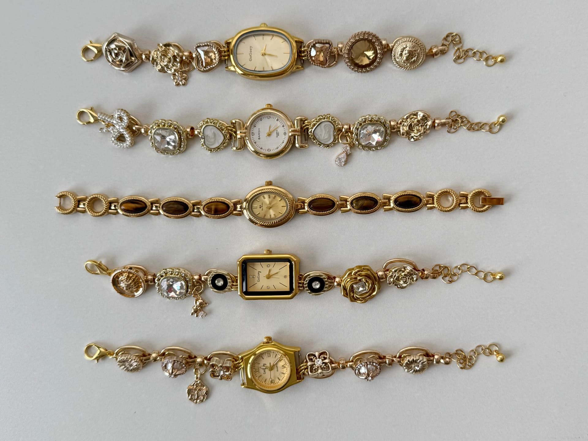 Vintage Gold Watch Bracelet,Retro Timepiece Jewelry,Elegant Tiger Eye Clock Bracelet,Unique Handmade Fashion Accessory,Luxury Jewelry Gift - Image 1