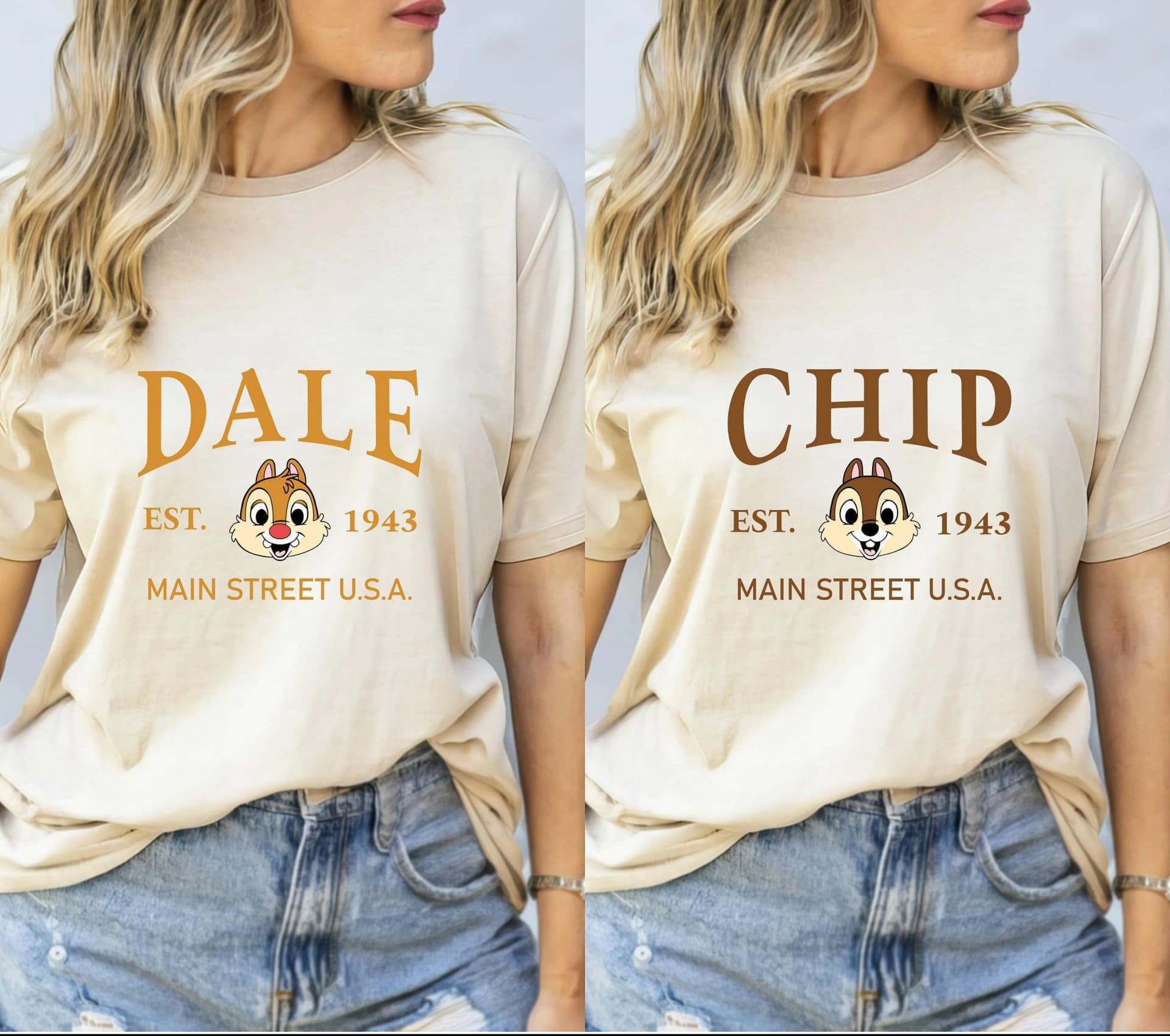 Chip and Dale Couple Shirts, Disney Comfort Colors Chip and Dale Siblings Tees, Chip And Dale Matching T-shirts, Valentines Shirt - Image 1