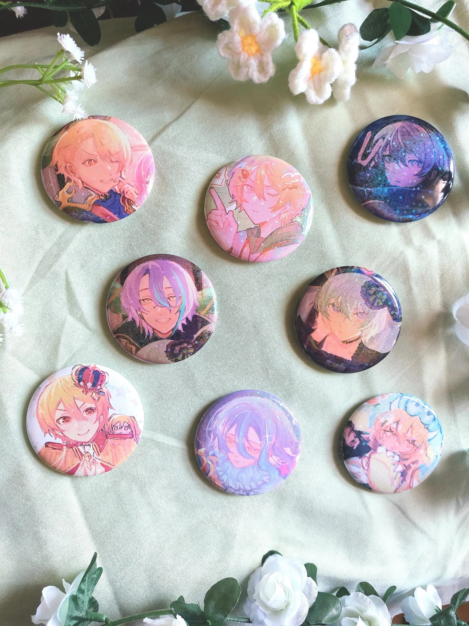Project Sekai Pins Wonderlands x Showtime Buttons Badges Holographic Star 58mm Tsukasa Tenma Rui Kamishiro Nene Kusanagi - Image 1