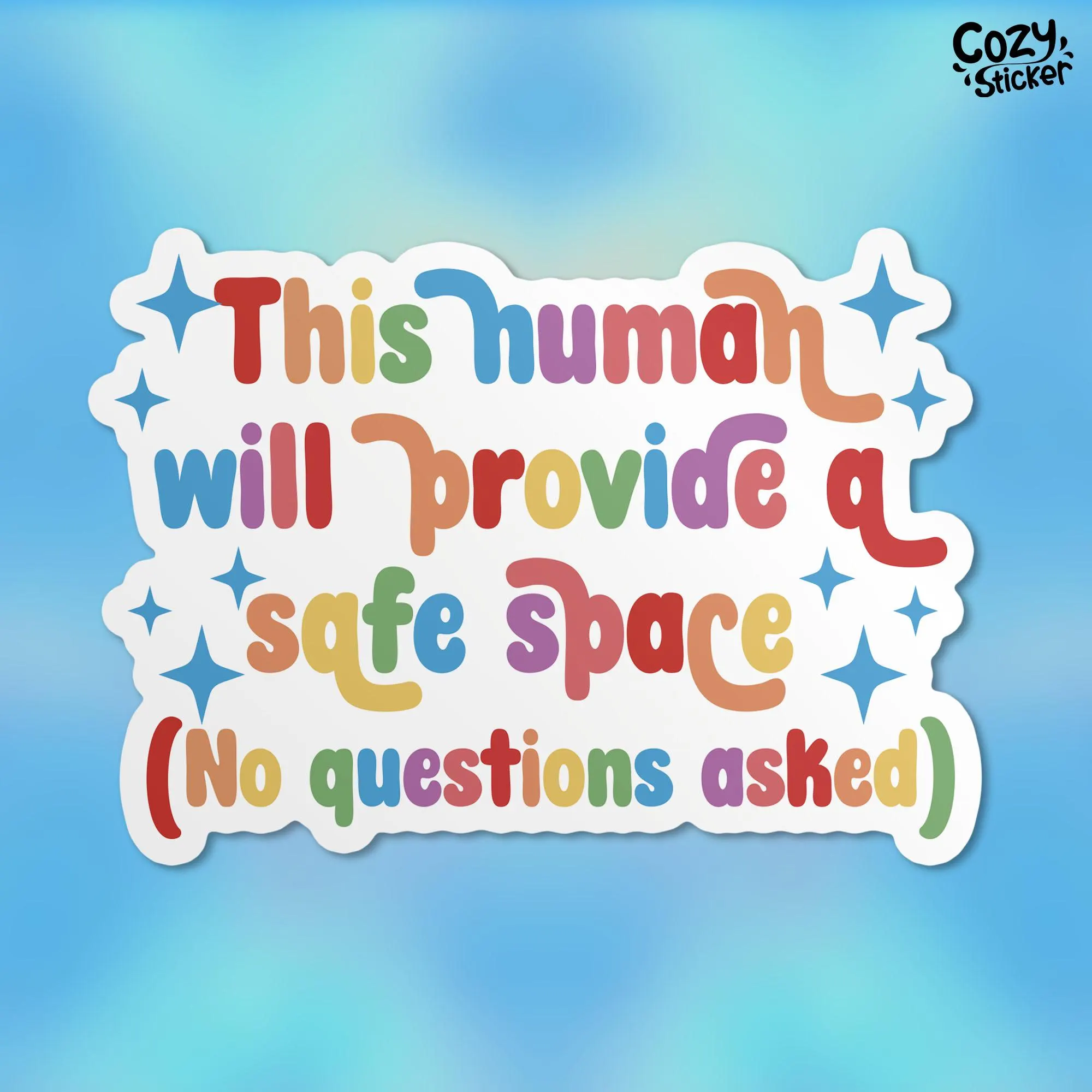 This Human Will Provide A Safe Space Sticker, LGBTQ Rainbow Trans Pride Equality Waterproof Vinyl Stickers Die-cut Laptop Gifts for Her Him - Image 1