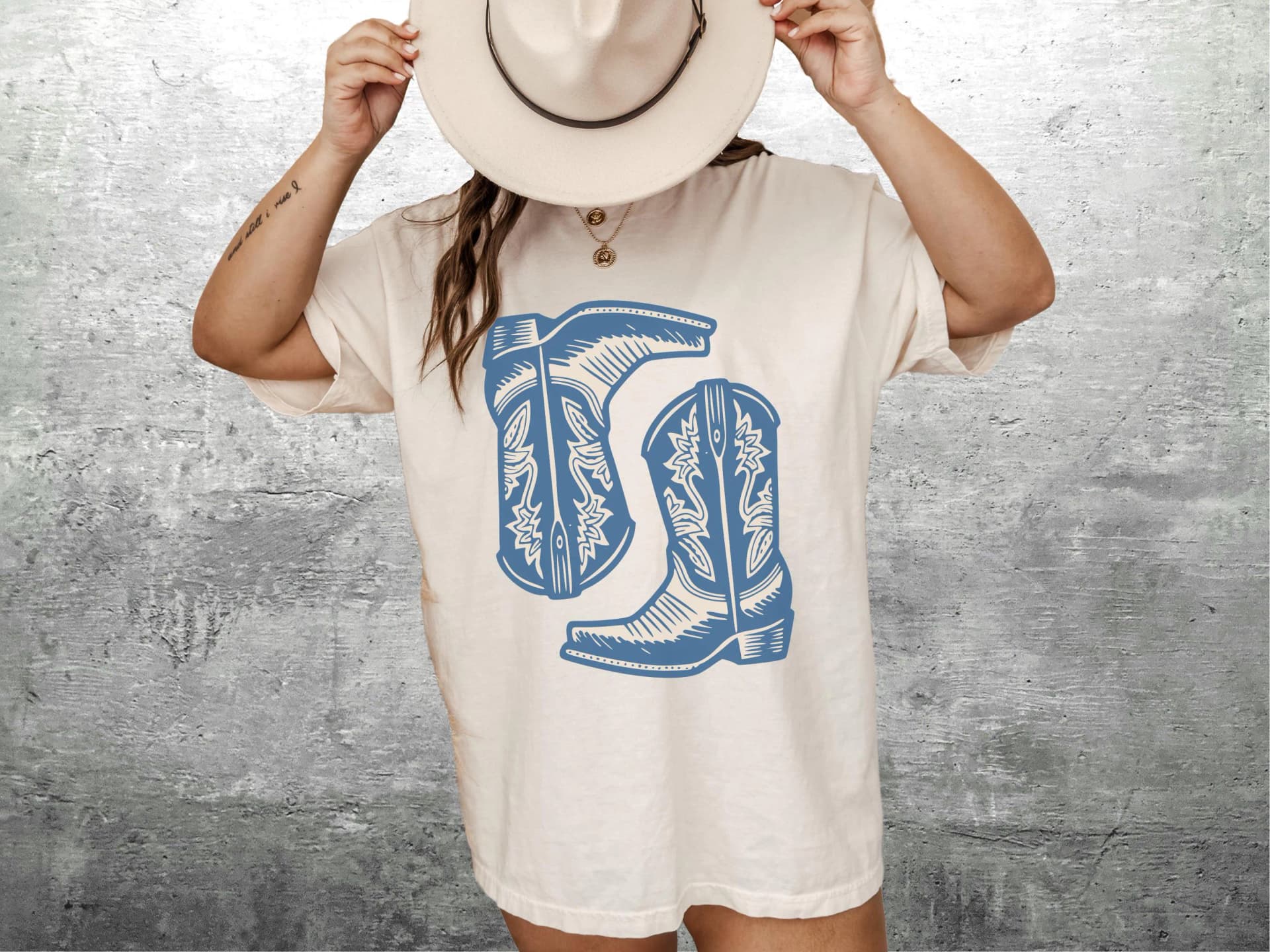 Vintage Western Shirt, Cowboy Boots Shirt, Womens Western Cowgirl Shirt, Trendy Graphic Tee, Oversize, Womens, Mens, Unisex Comfort Colors - Image 1