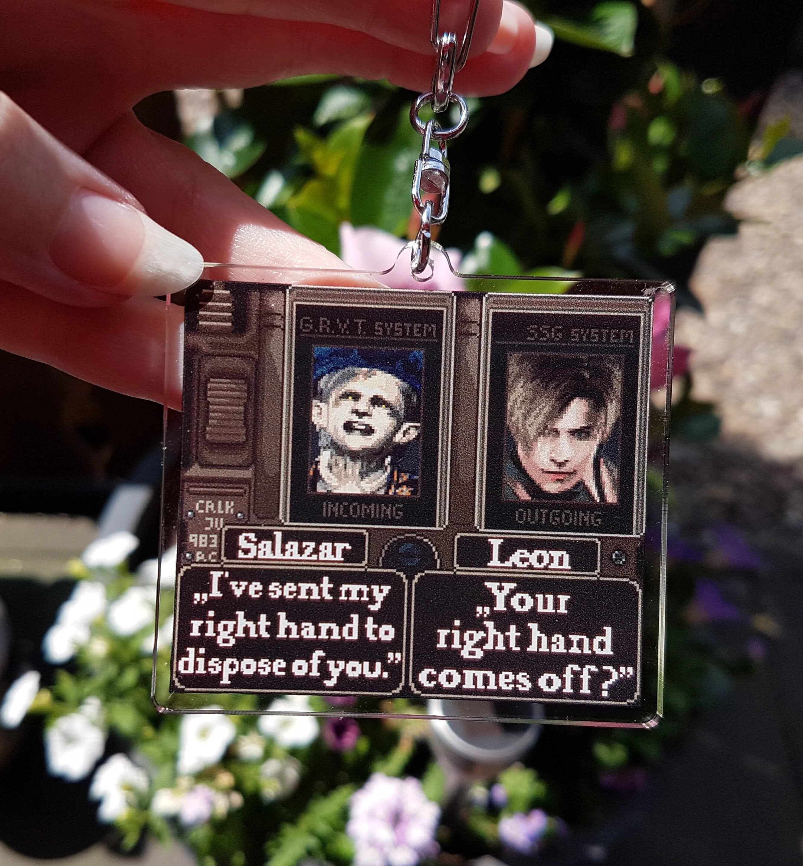 Resident Evil 4 Keychain, Leon Kennedy Keychain, Pixel Art Keychain, Funny Keychain, Gaming Keychain, Acrylic Keychain, Gamer Gift, Funny - Image 1