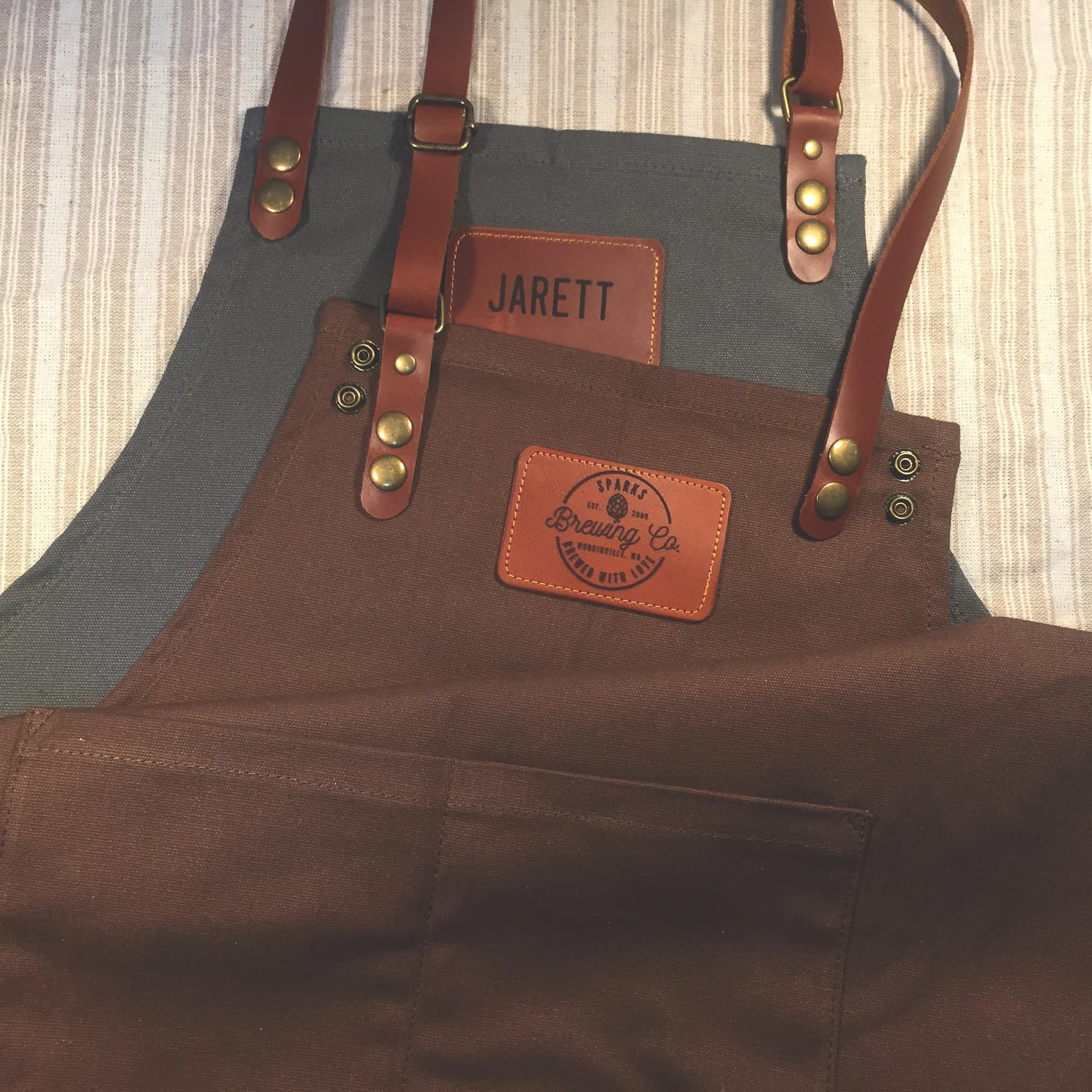 Personalized Full gray canvas apron with adjustable straps for restaurant,bakery,cafe, kitchen,Men apron,Women apron,Christmas Gift - Image 1