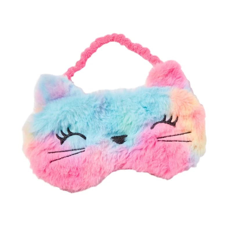 Claire's Fuzzy Rainbow Kitty Beauty Sleep Eye Mask - Image 1