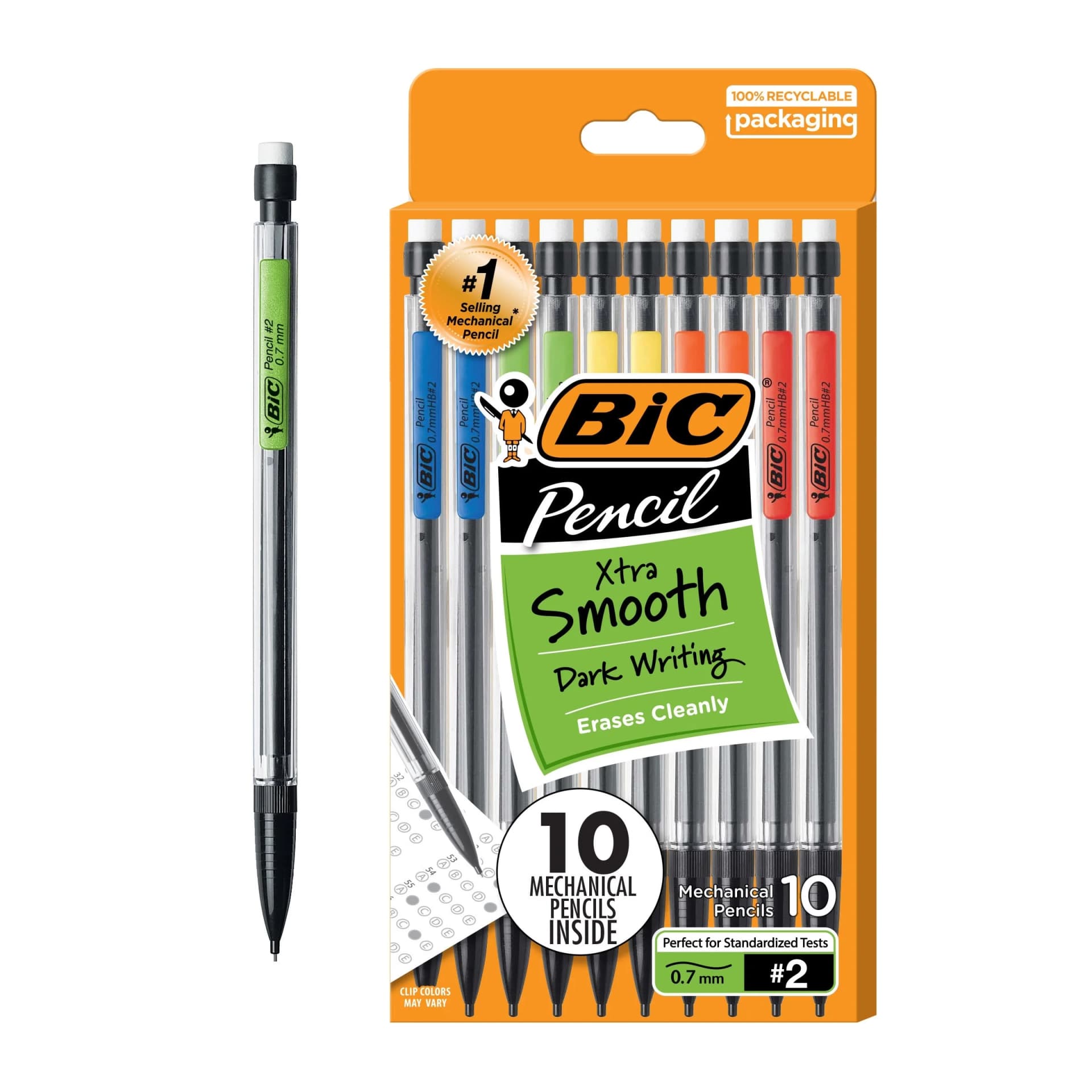 BIC Xtra-Smooth Mechanical Pencils, 0.7mm Point, 10-Count Pack, Mechanical Pencils for School - Image 1
