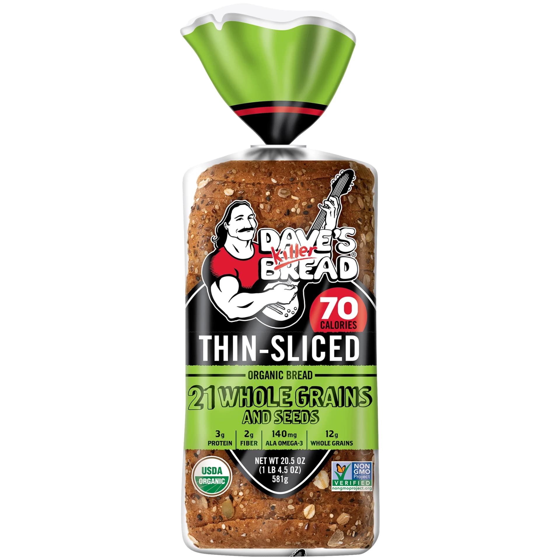 Dave's Killer Bread® Thin Sliced 21 Whole Grains and Seeds Organic Bread 20.5 oz. Loaf - Image 1