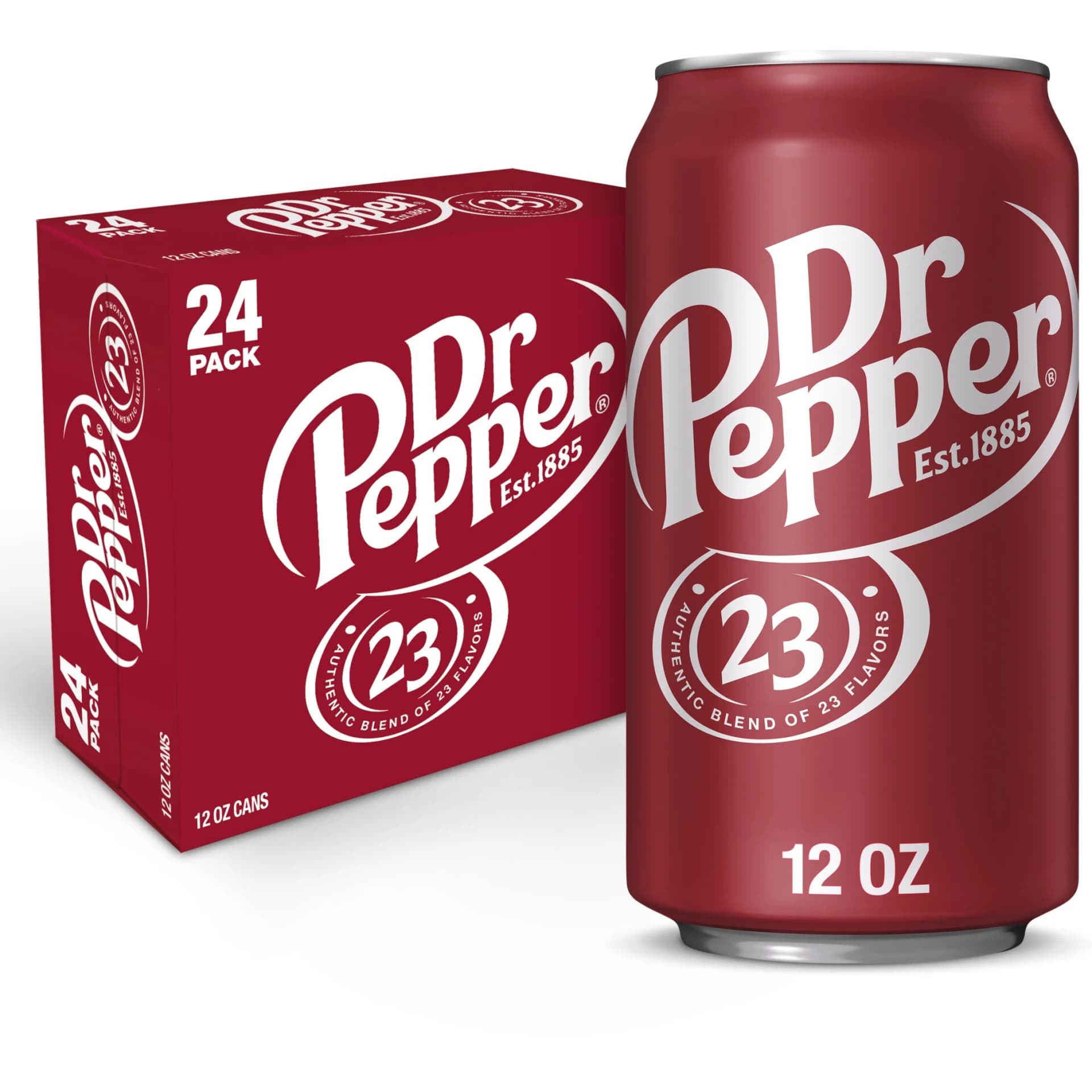 Dr Pepper Soda Pop, 12 fl oz, 24 Pack Cans - Image 1