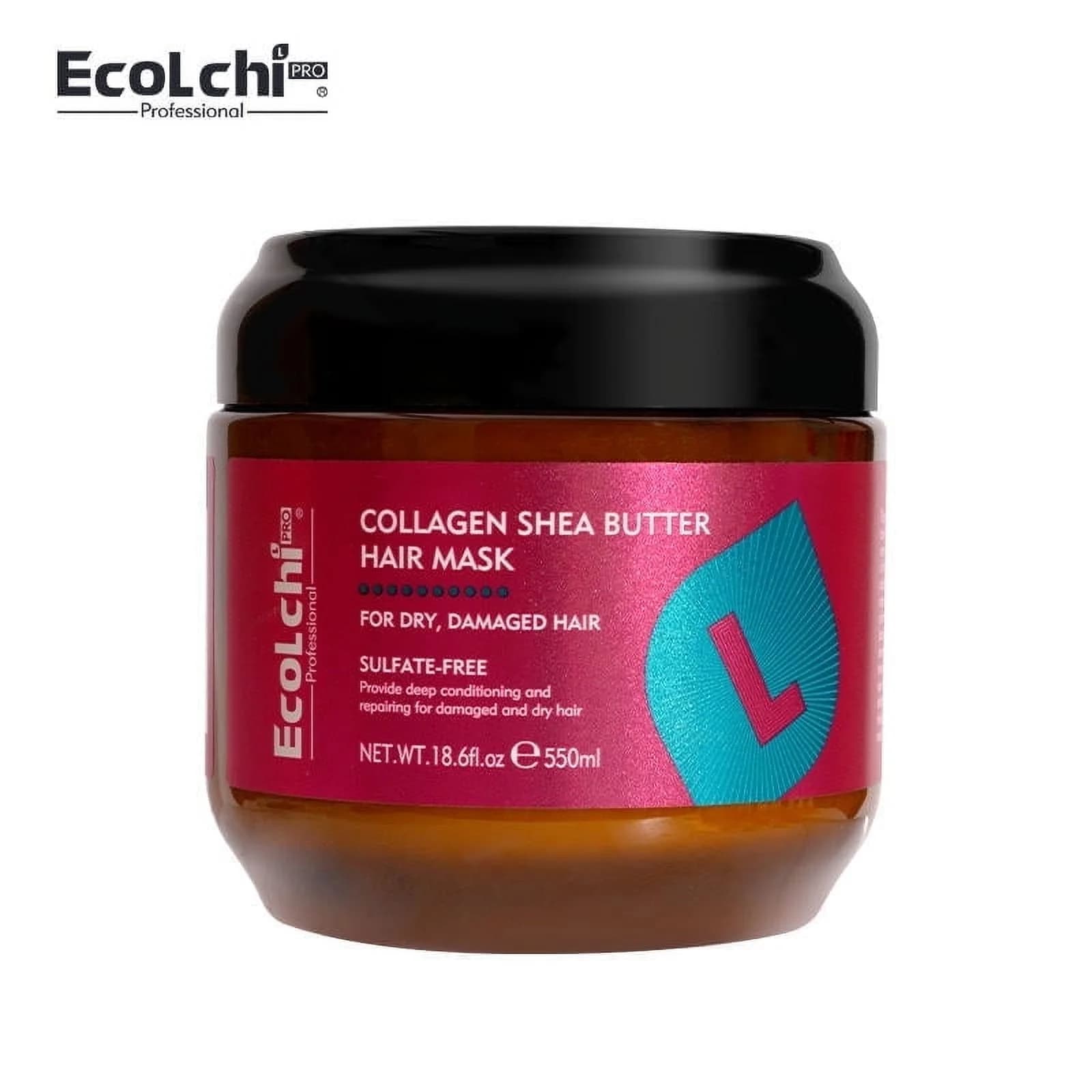 EcoLchi Collagen Shea Butter Hair Mask with Boosting Hair Repair, 550ml - Image 1
