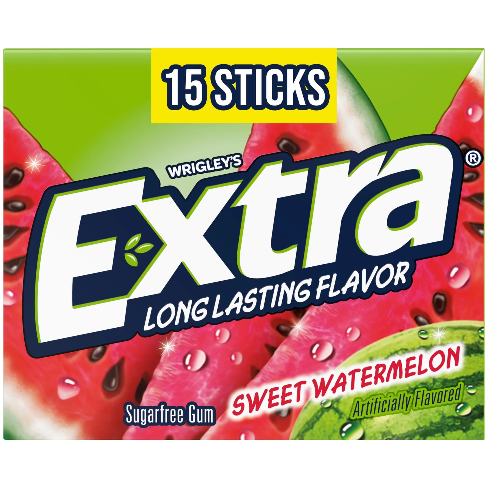 Extra Sweet Watermelon Sugar Free Chewing Gum, Single Pack - 15 Stick - Image 1