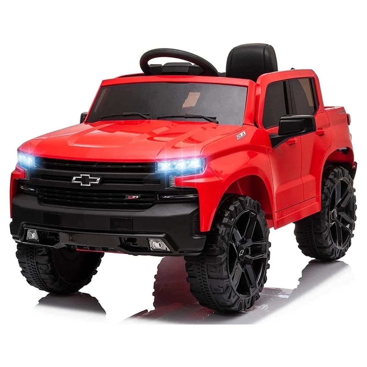 FUNTOK Licensed Chevrolet Silverado Kids Electric Ride on Toys,Battery Powered 12V Child Ride on Truck Car w/ Parent Remote Control and Storage Trunk, Red - Image 1
