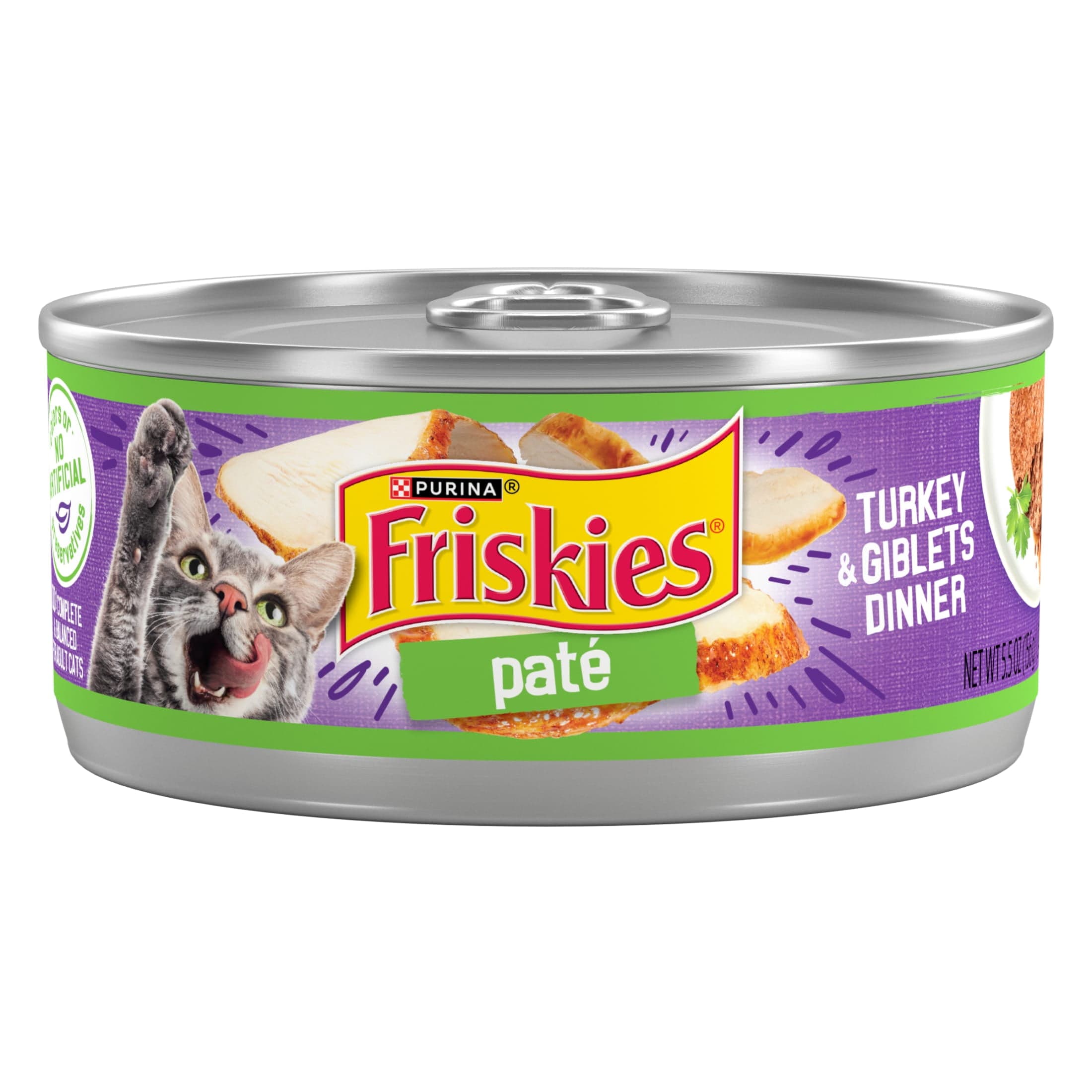 Friskies Pate, Turkey & Giblets Dinner, Wet Cat Food, 5.5 oz. Can - Image 1